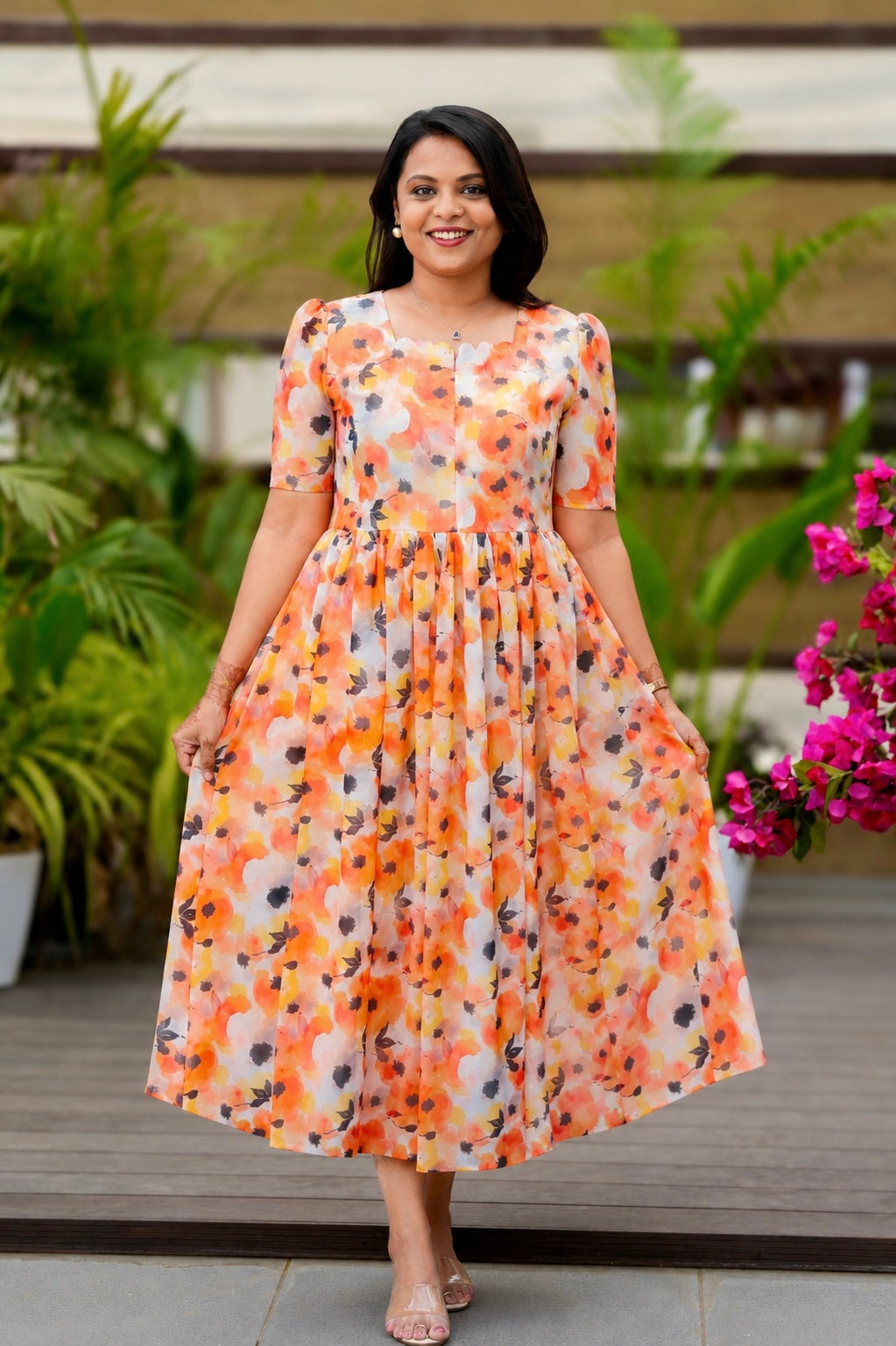 Suji georgette casual Dress With Lining ( No-Iron Everyday Dress)