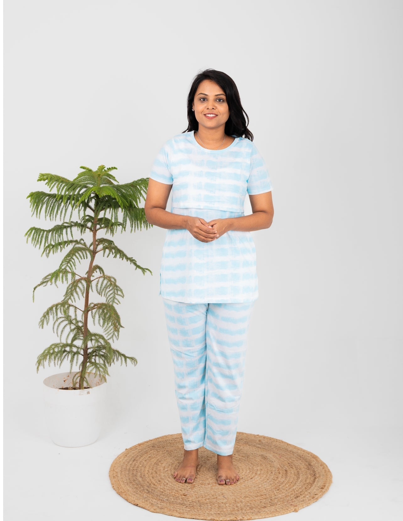 Skyblue tie & dye Feeding Pant set (light weight)
