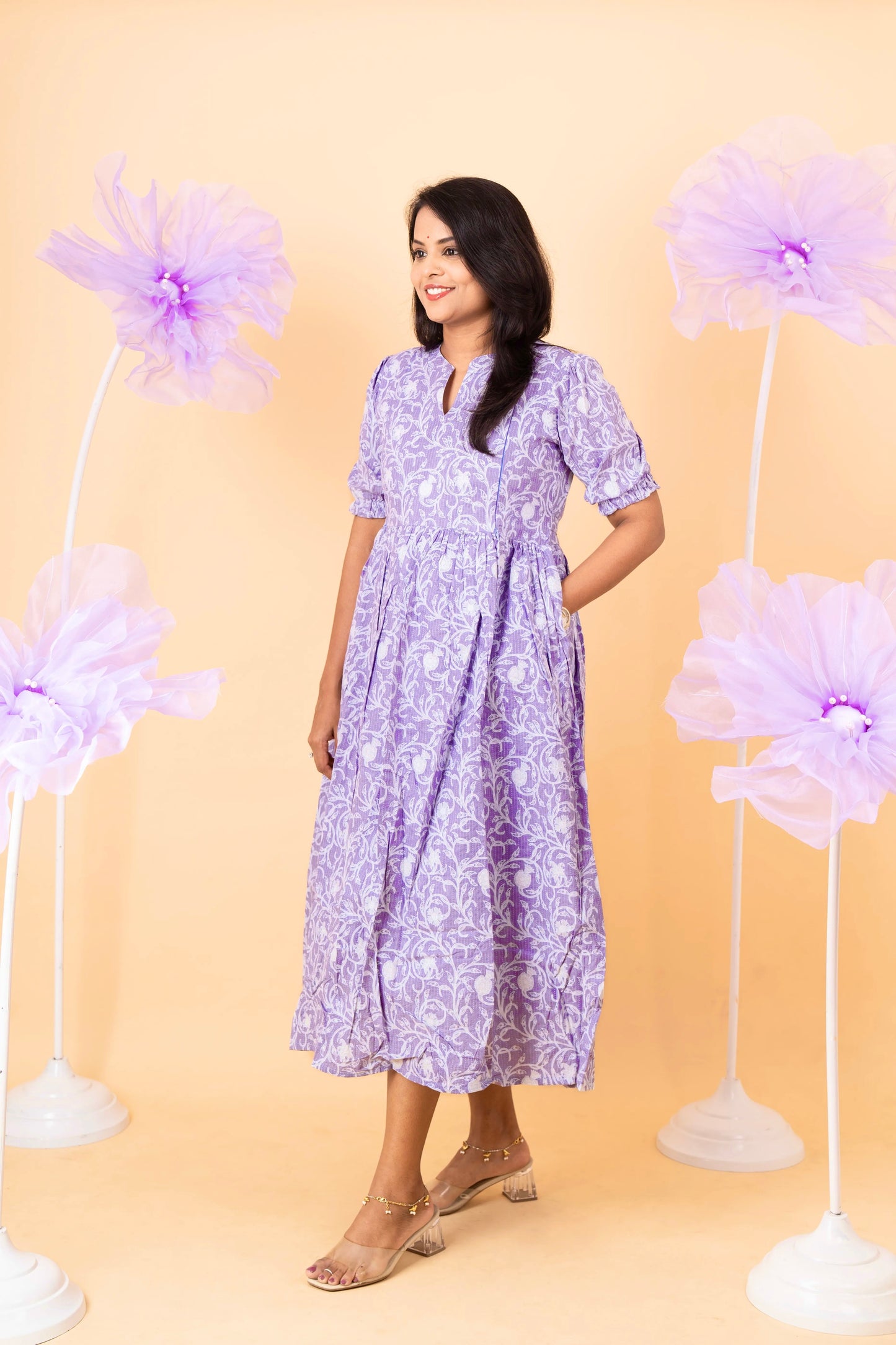 Megham casual Dress With Lining Non-Maternity & Feeding-Friendly Dress
