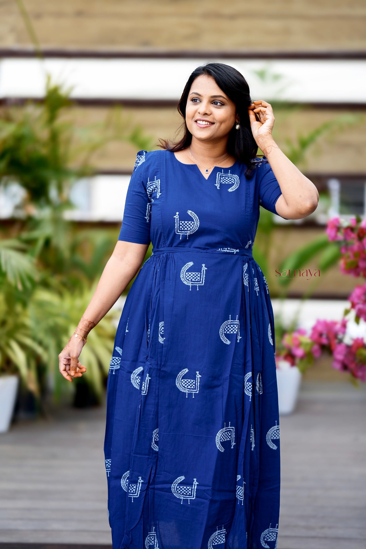 Peacock Casual Dress With Lining