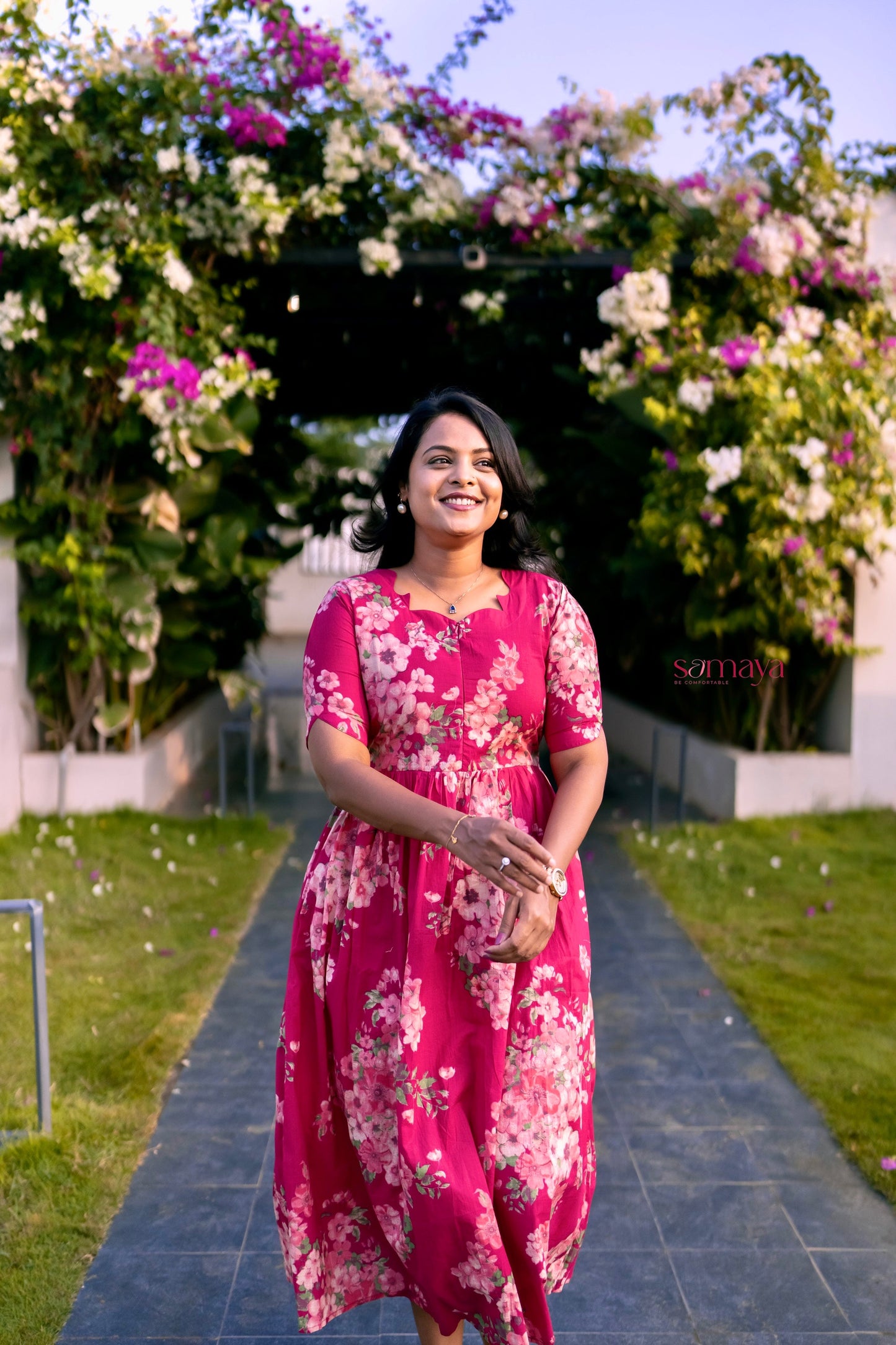 Bougainvillea Casual Dress With Lining