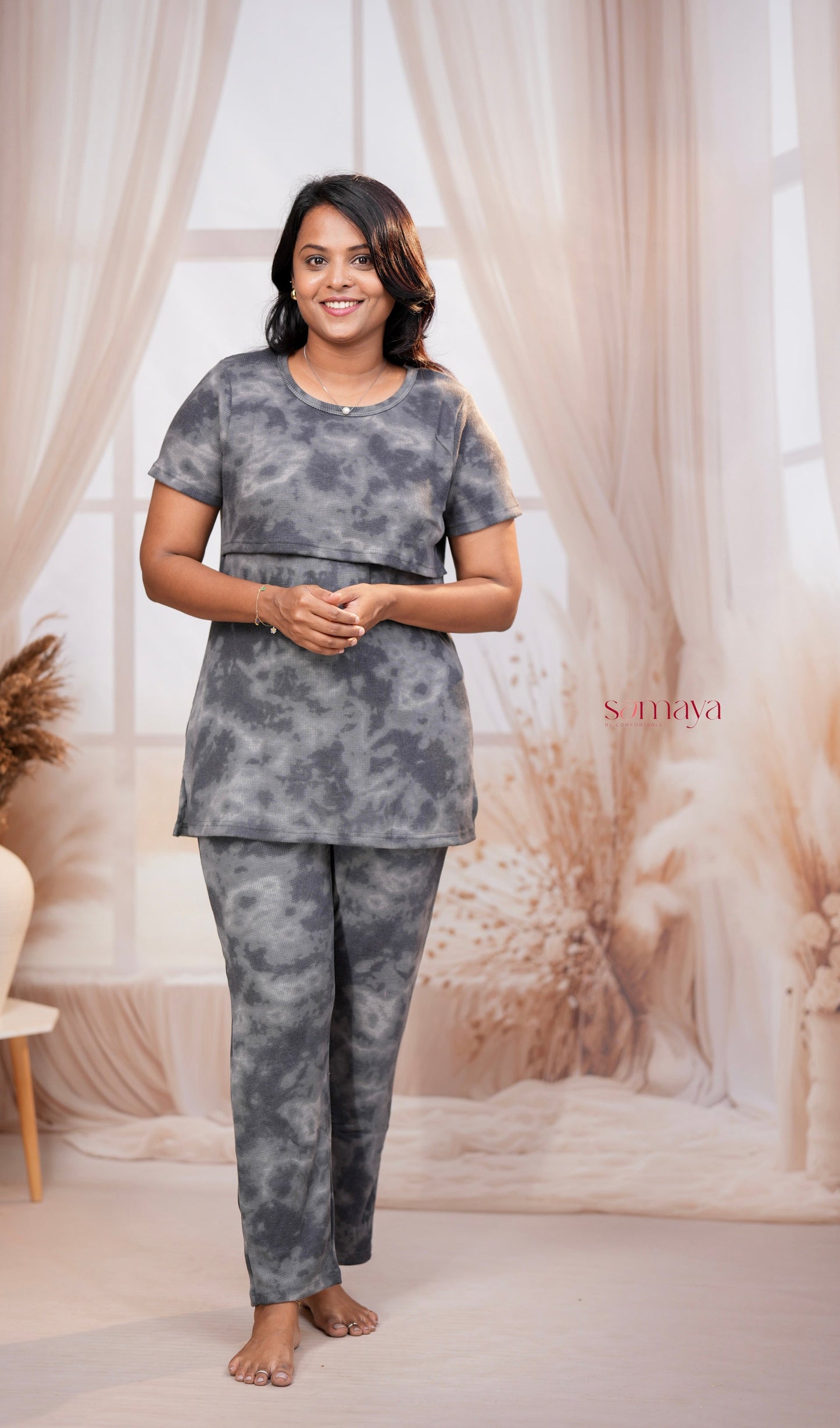 Super soft Tie & dye Waffle Feeding Pant Set ( thick weight )