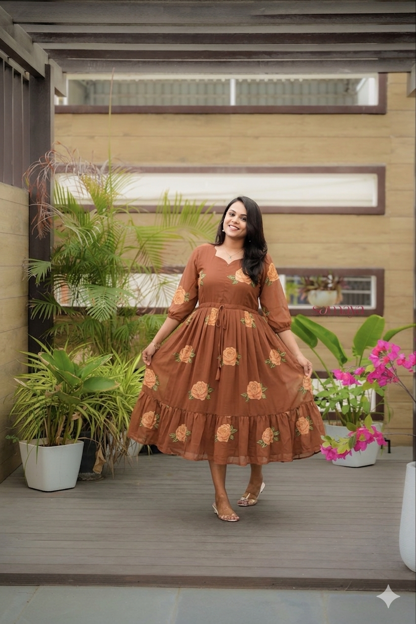 Five star georgette casual Dress With Lining ( No-Iron Everyday Dress)