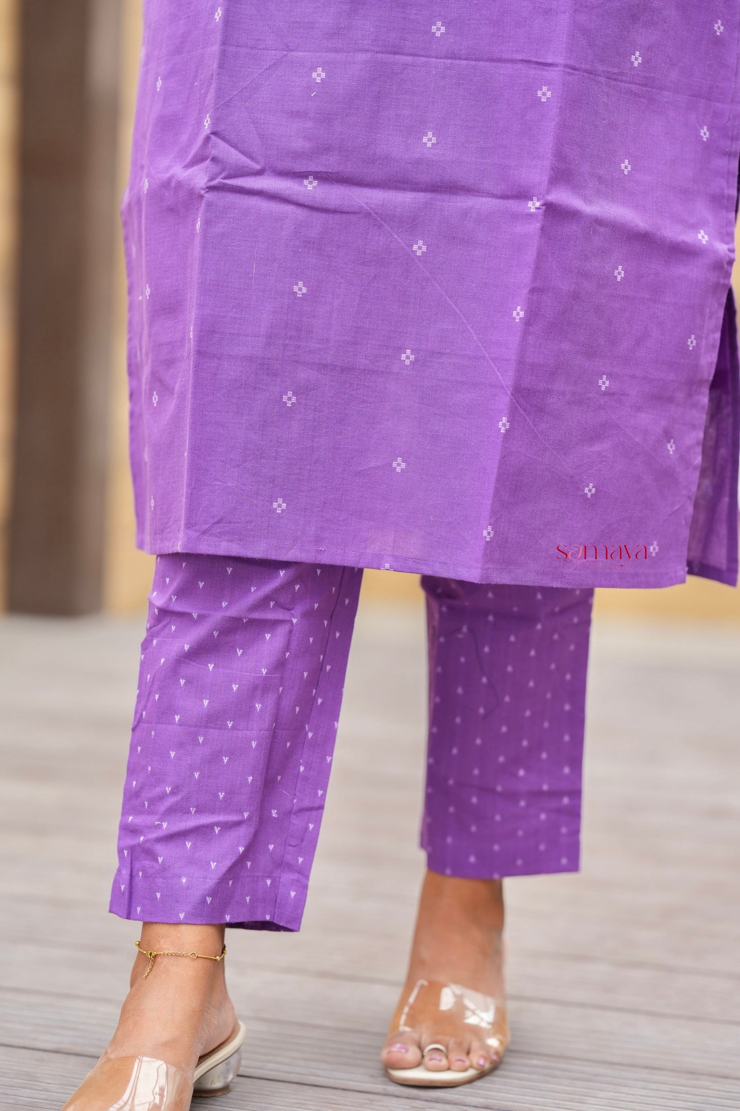 Lilac Cotton Kurta Set with full lining( ready to dispatch) set of 2
