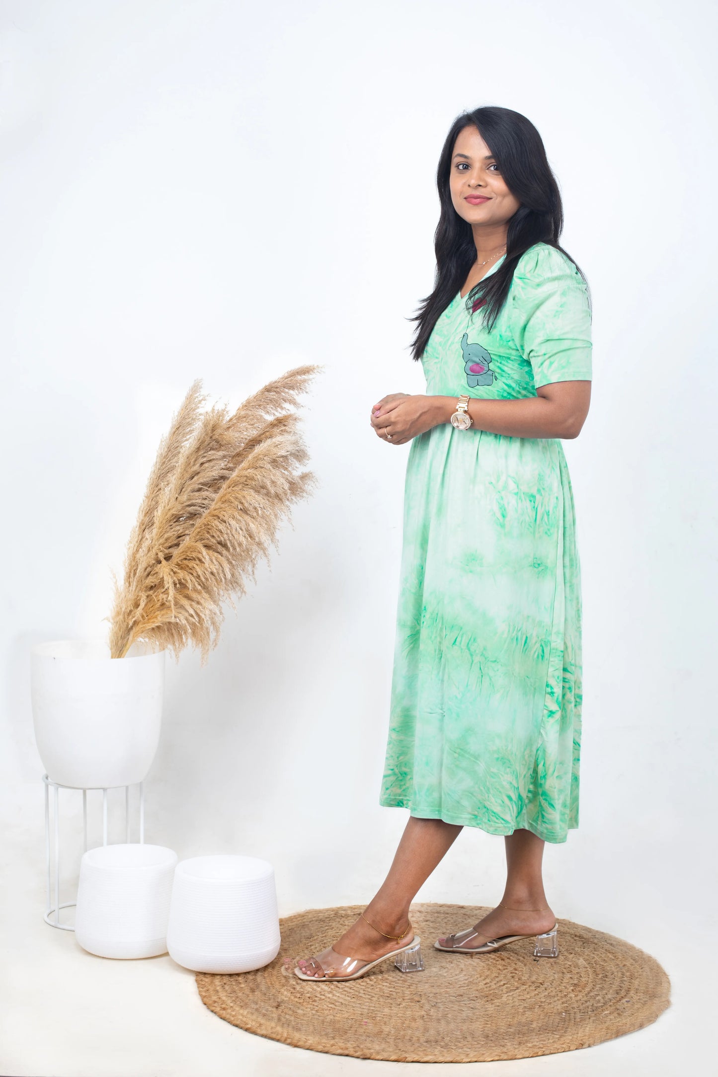 Luxury Midi crystal Light Weight Dress ( samaya exclusive premium fabric )
