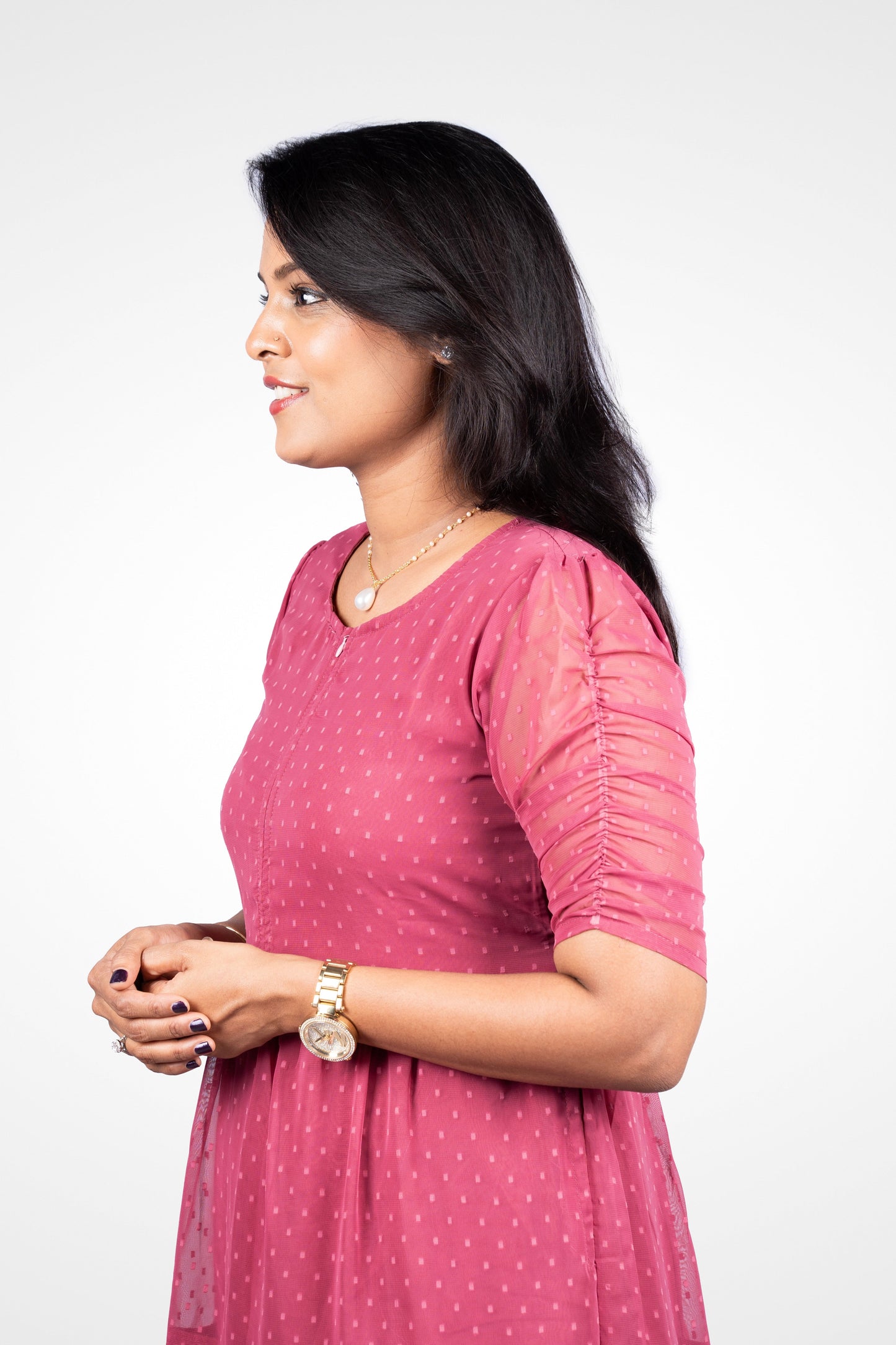 Dusty rose georgette casual Dress with lining
