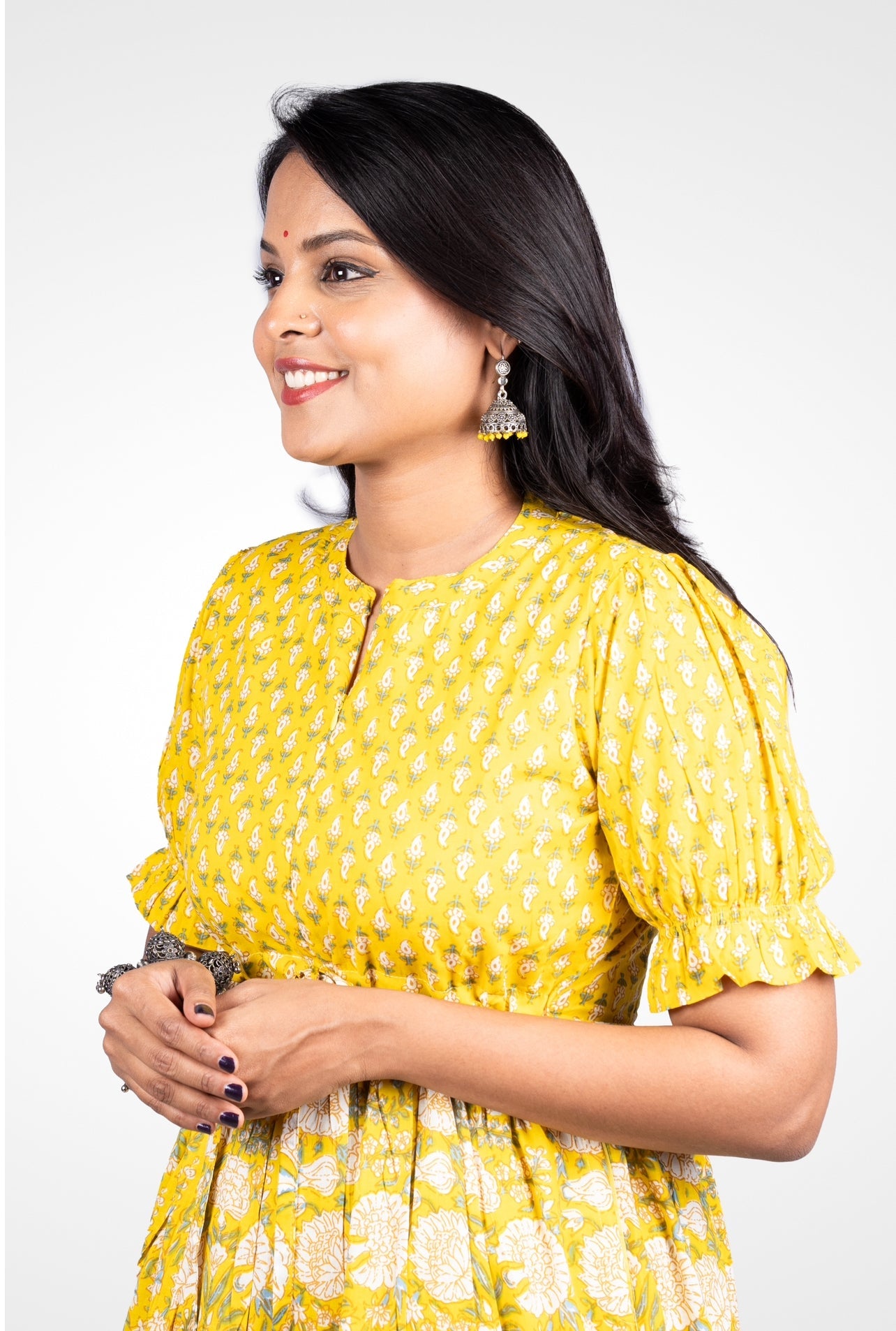 Yellow casual Maxi Dress With Lining Non-Maternity & Feeding-Friendly Dress