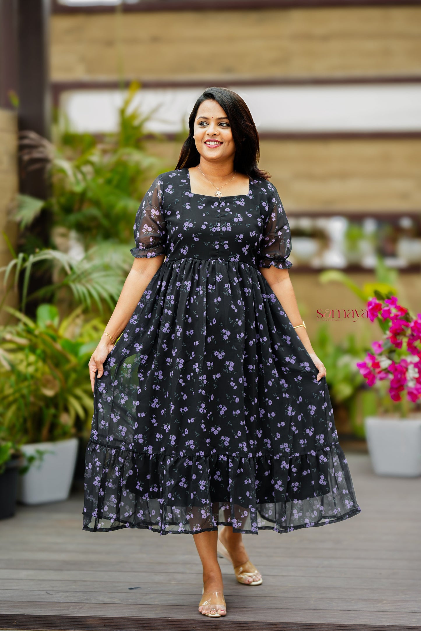 Shri georgette casual Dress With Lining ( No-Iron Everyday Dress)