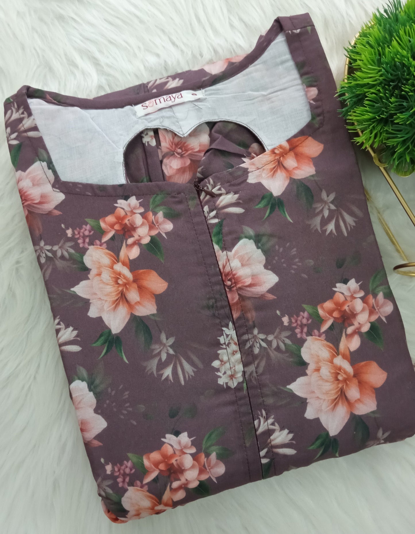 Brown Peach Casual Dress With Lining