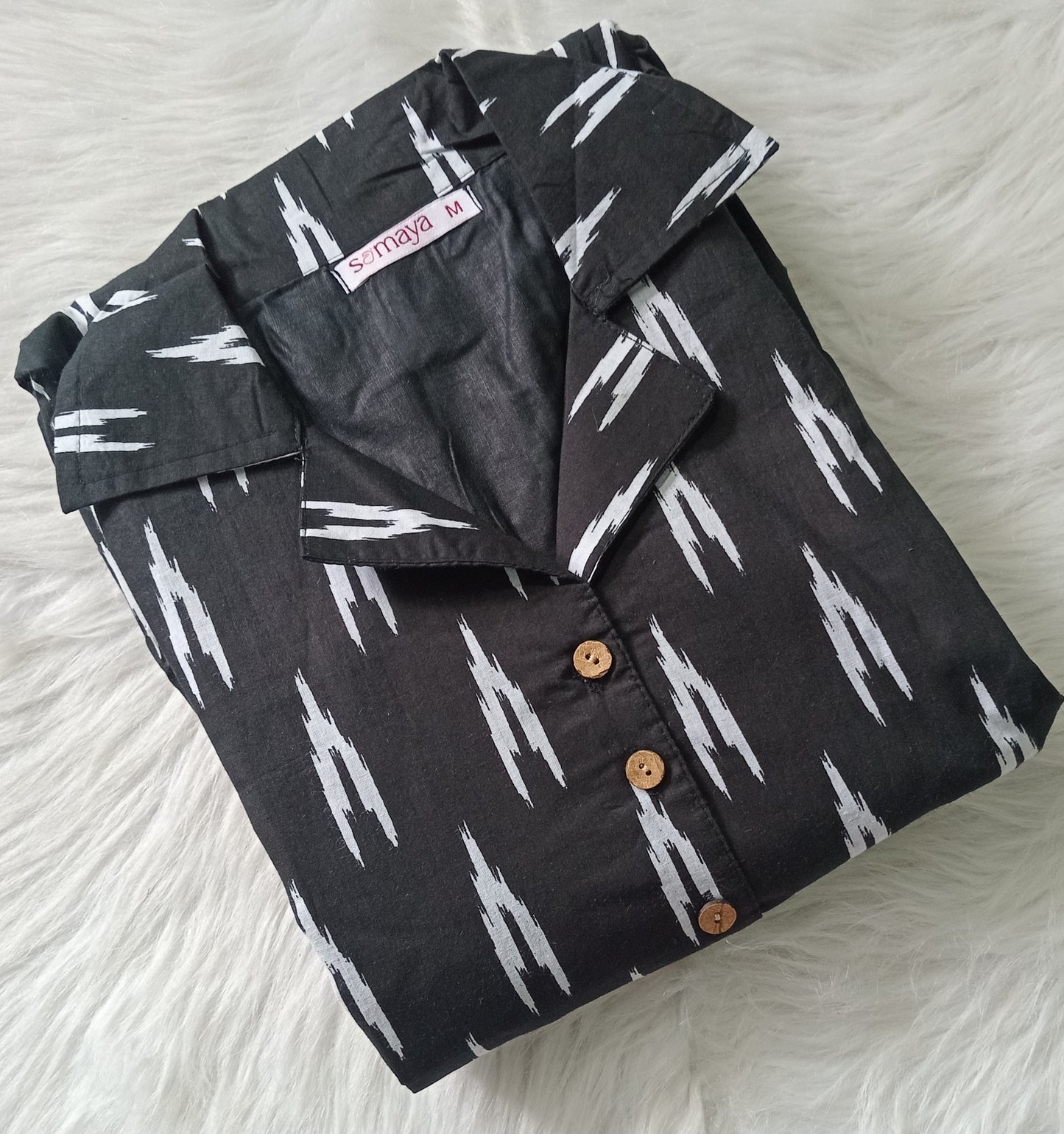 Black Ikkat casual Dress With Lining