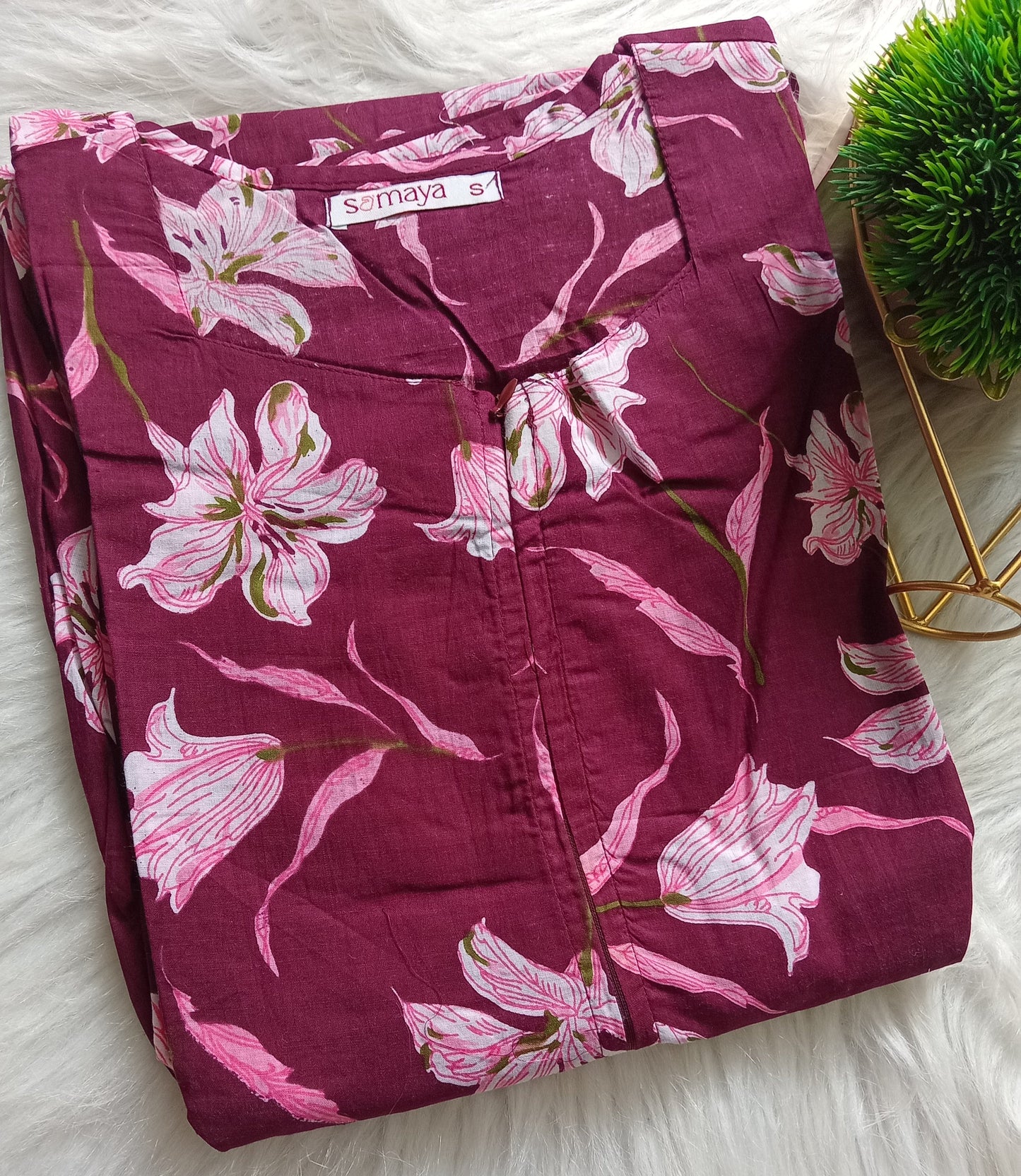 Mayil -maroon day to night dress without lining