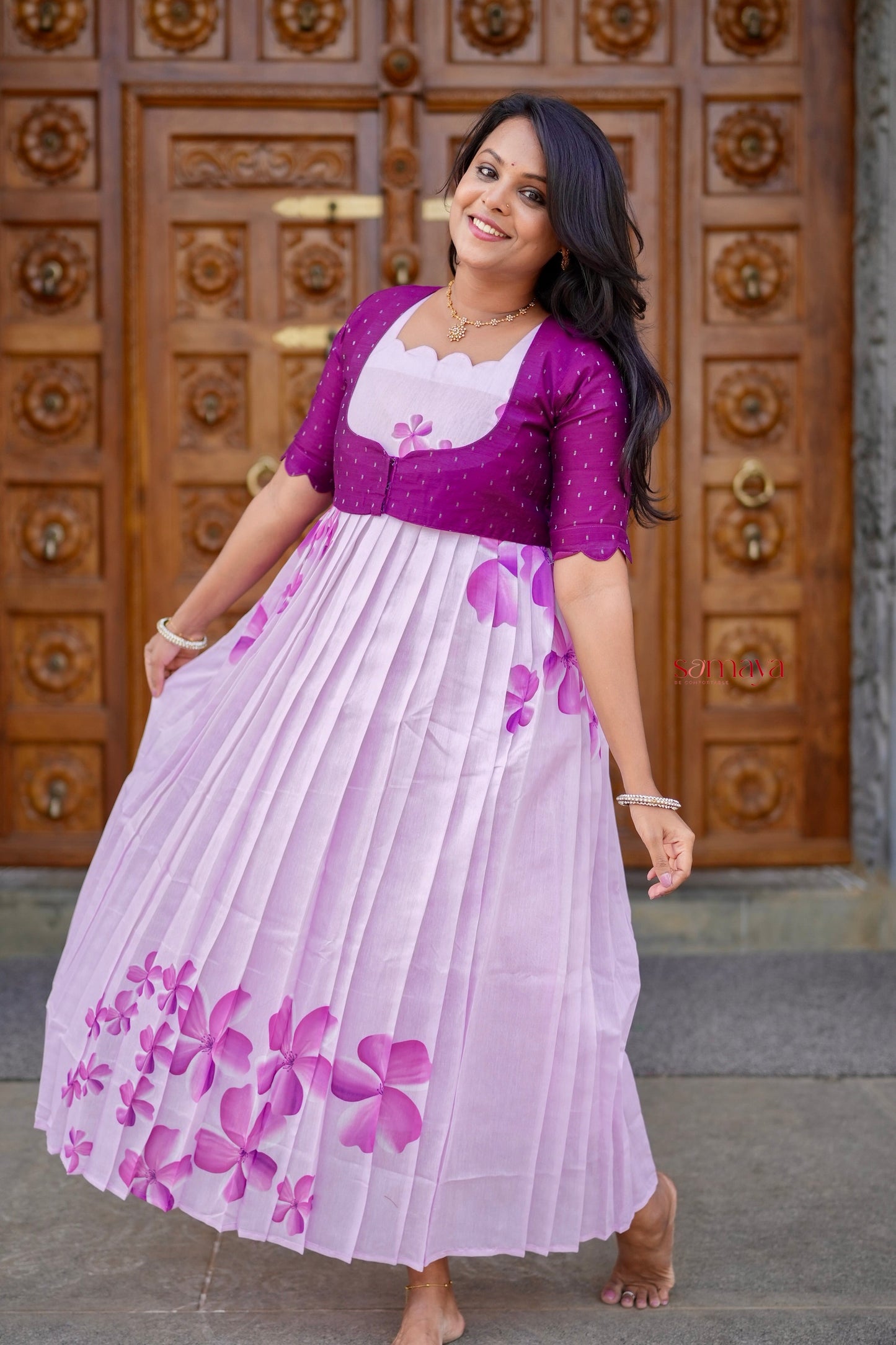 Aura Chanderi Dress With Lining ( over coat detachable) ( pre order )