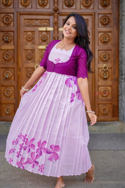 Aura Chanderi Dress With Lining ( over coat detachable) ( pre order )