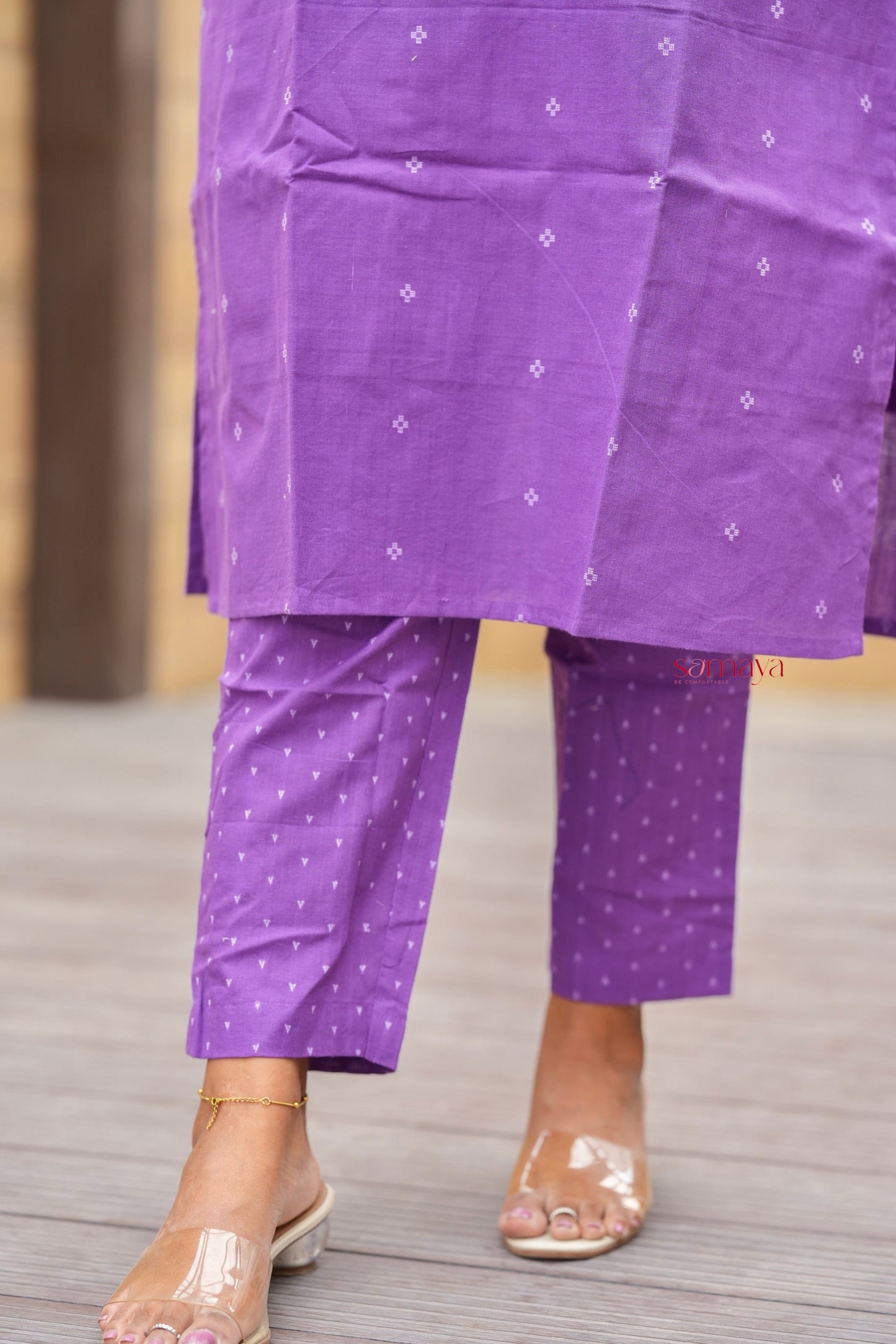 Lilac Cotton Kurta Set with full lining( ready to dispatch) set of 2