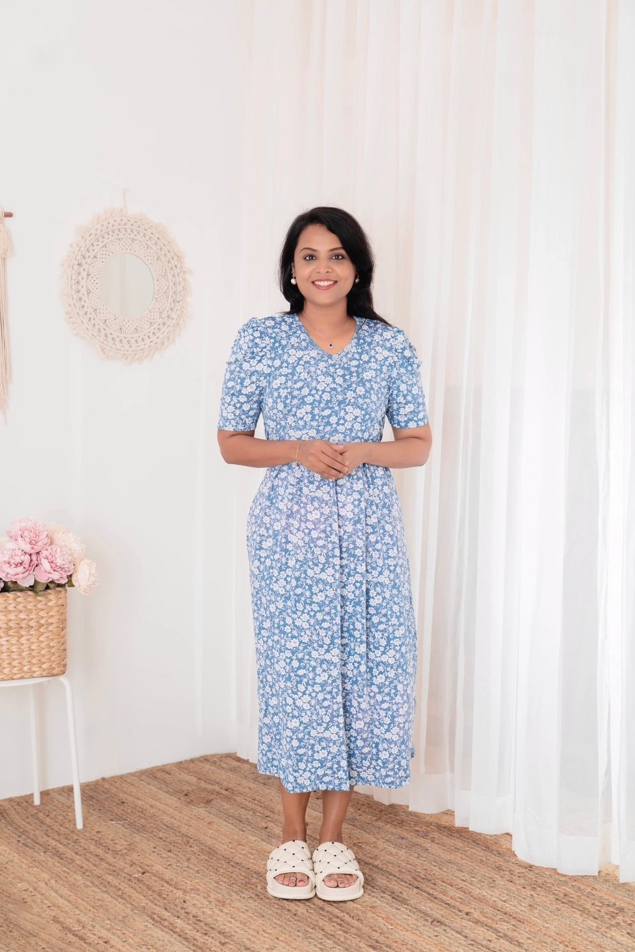 Midi RIYA Light Weight Dress summer collection ( SLIGHTLY FADED AS SHOWN IN PHOTO)
