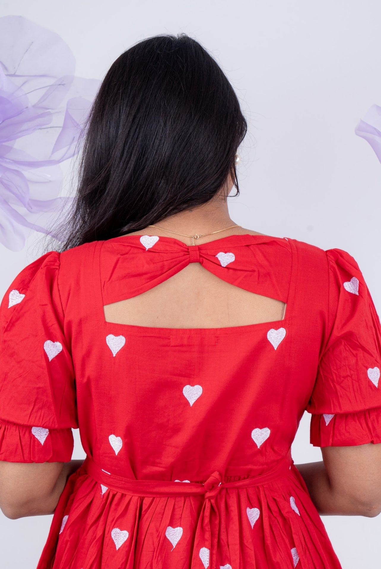 Valentina embroidered pure cotton casual  Dress With Lining