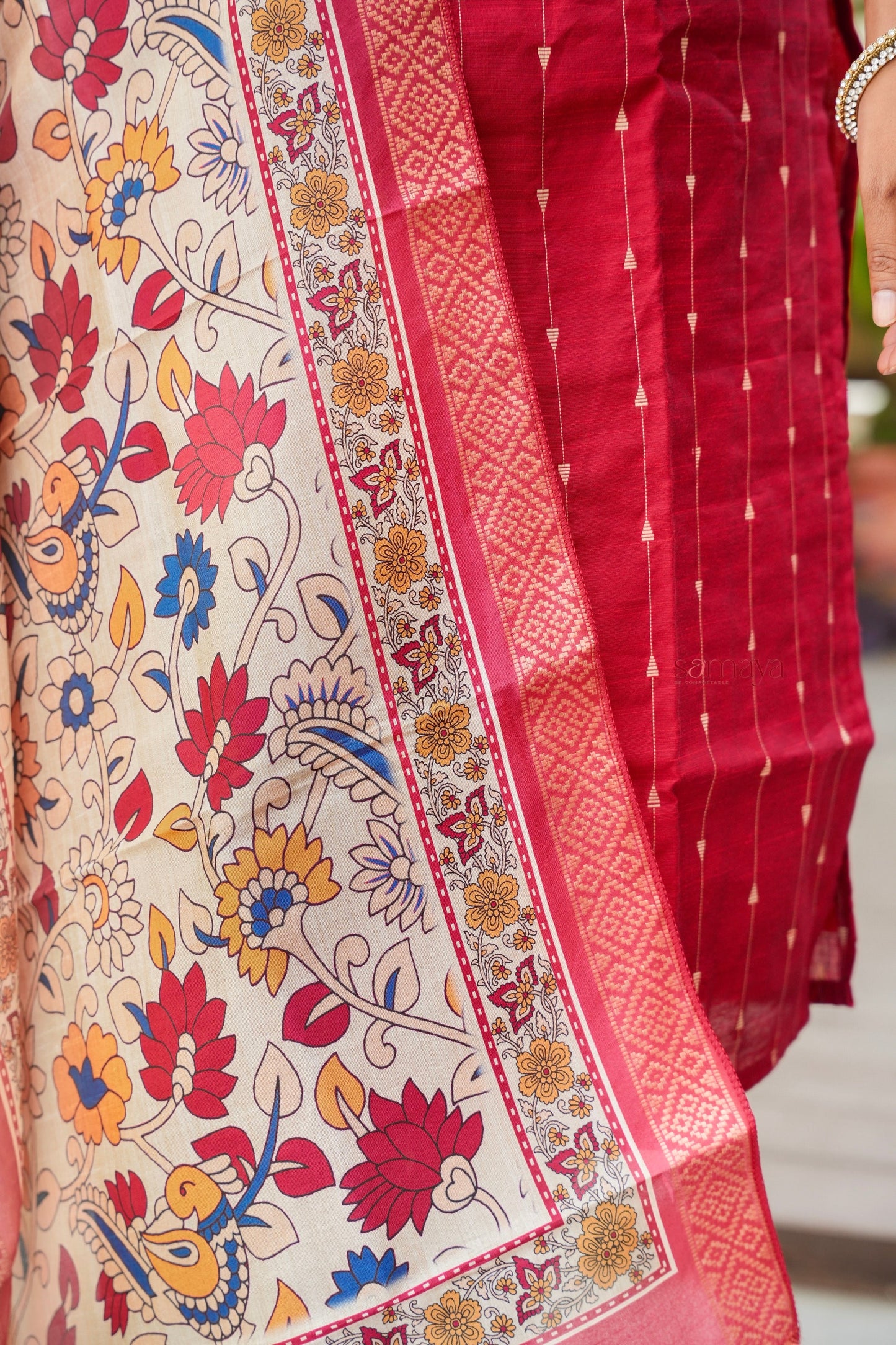Sinthoor 3 piece raw silk suit set with Dupatta