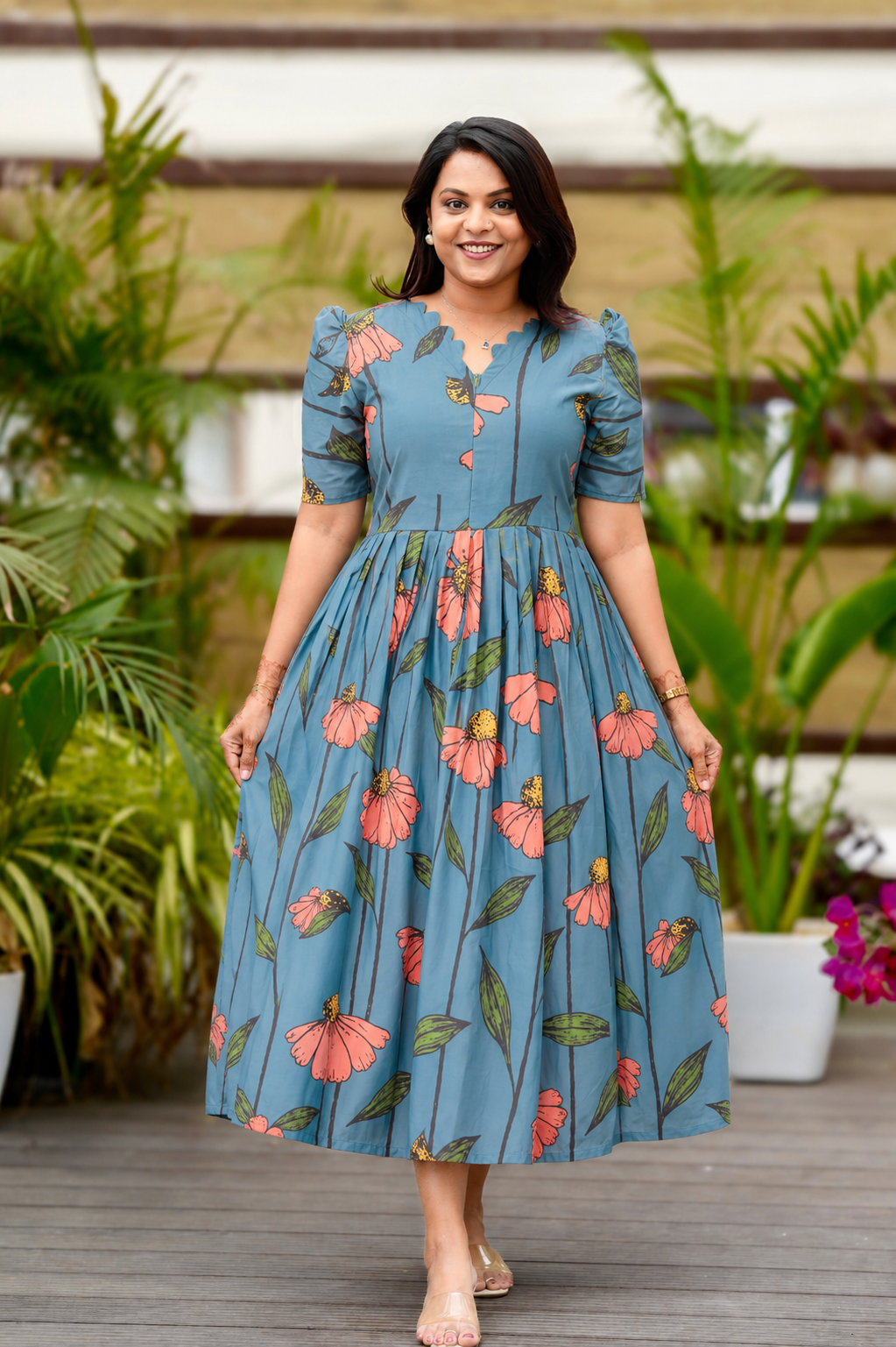 Deeksha  georgette casual  Dress With Lining ( No-Iron Everyday Dress)