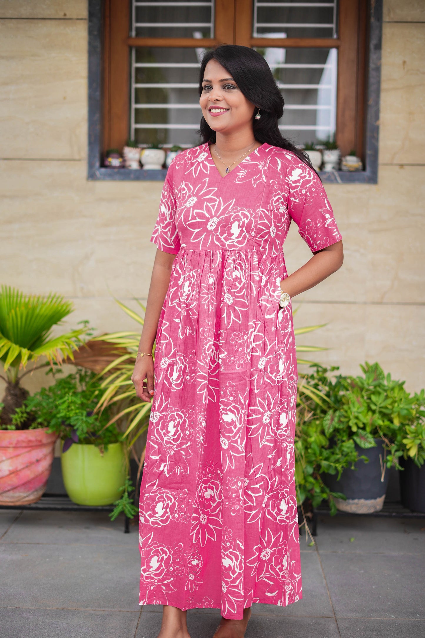 Pink Day to Night Dress Without Lining