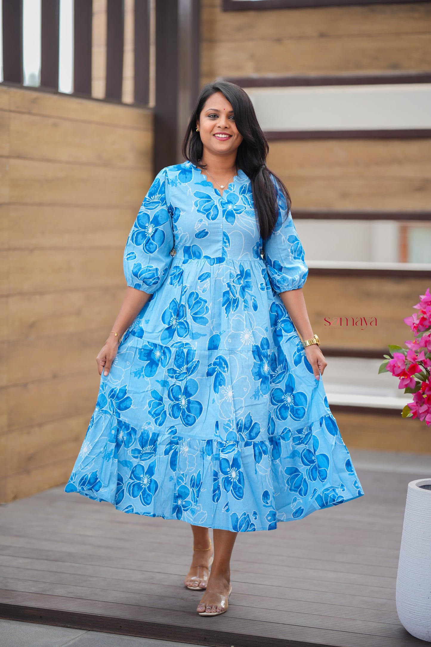 Blue day to night dress without lining