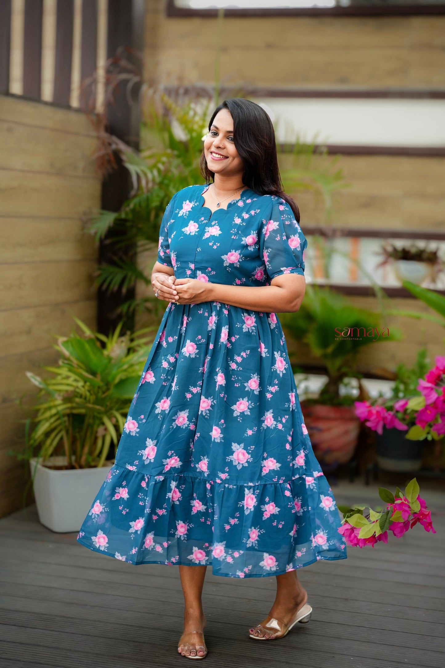 Ruhi georgette casual  Dress With Lining ( No-Iron Everyday Dress)