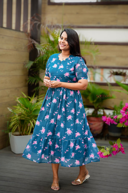 Ruhi georgette casual  Dress With Lining ( No-Iron Everyday Dress)