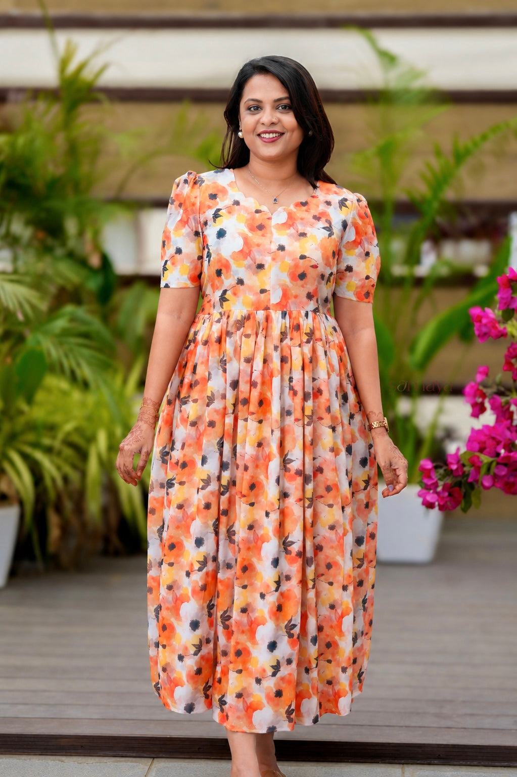 Suji georgette casual  Dress With Lining ( No-Iron Everyday Dress)