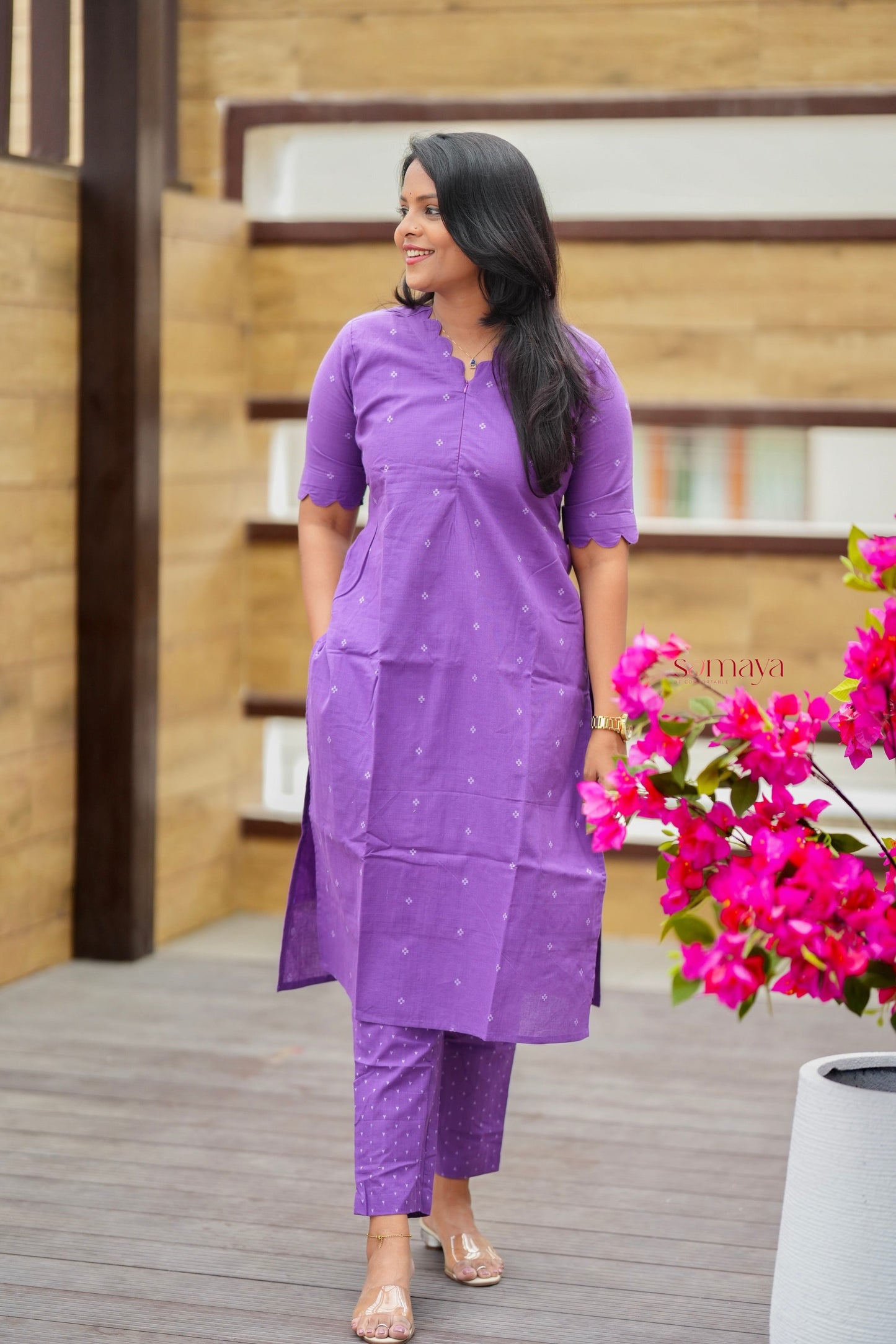 Lilac Cotton Kurta Set with full lining( ready to dispatch) set of 2