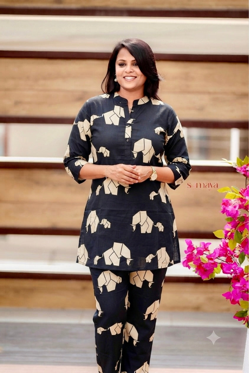 HAASYA-Elephant Black co-ord set