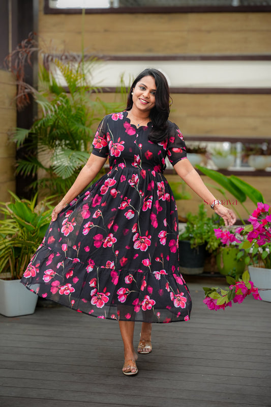 Sayara georgette casual  Dress With Lining ( No-Iron Everyday Dress)