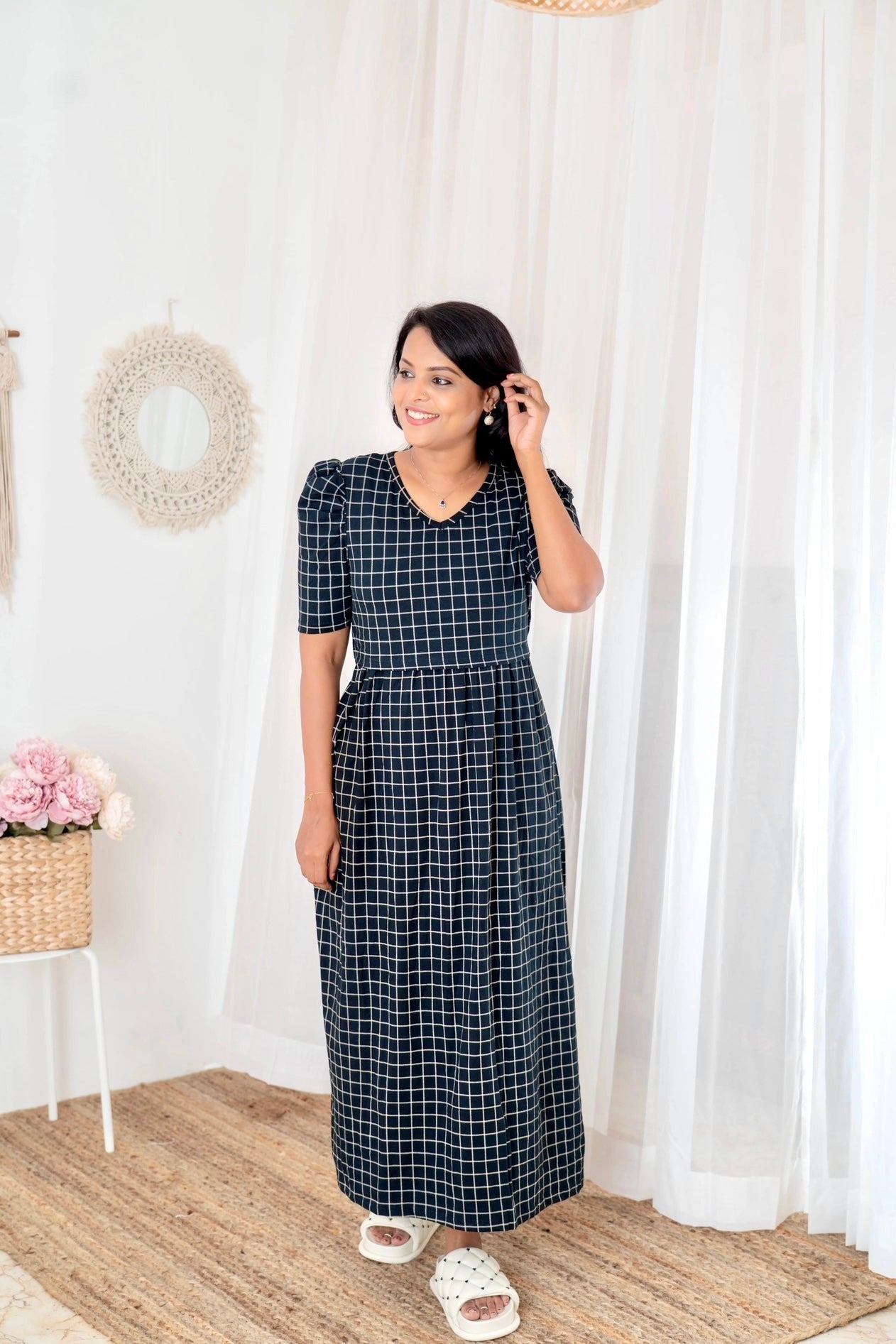 Maxi  checked Light Weight Dress