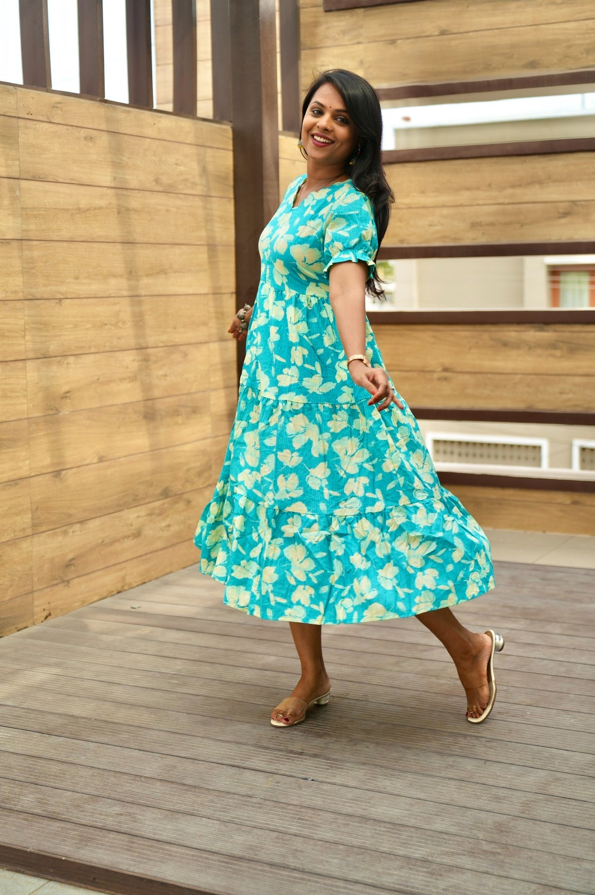 Skyblue day to night dress without lining
