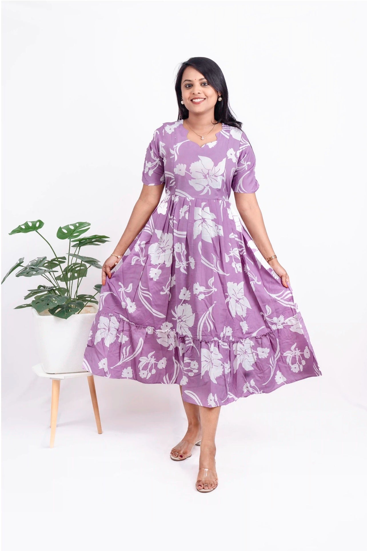 Lilac Day To Night Dress Without Lining ( No-Iron Everyday Dress)