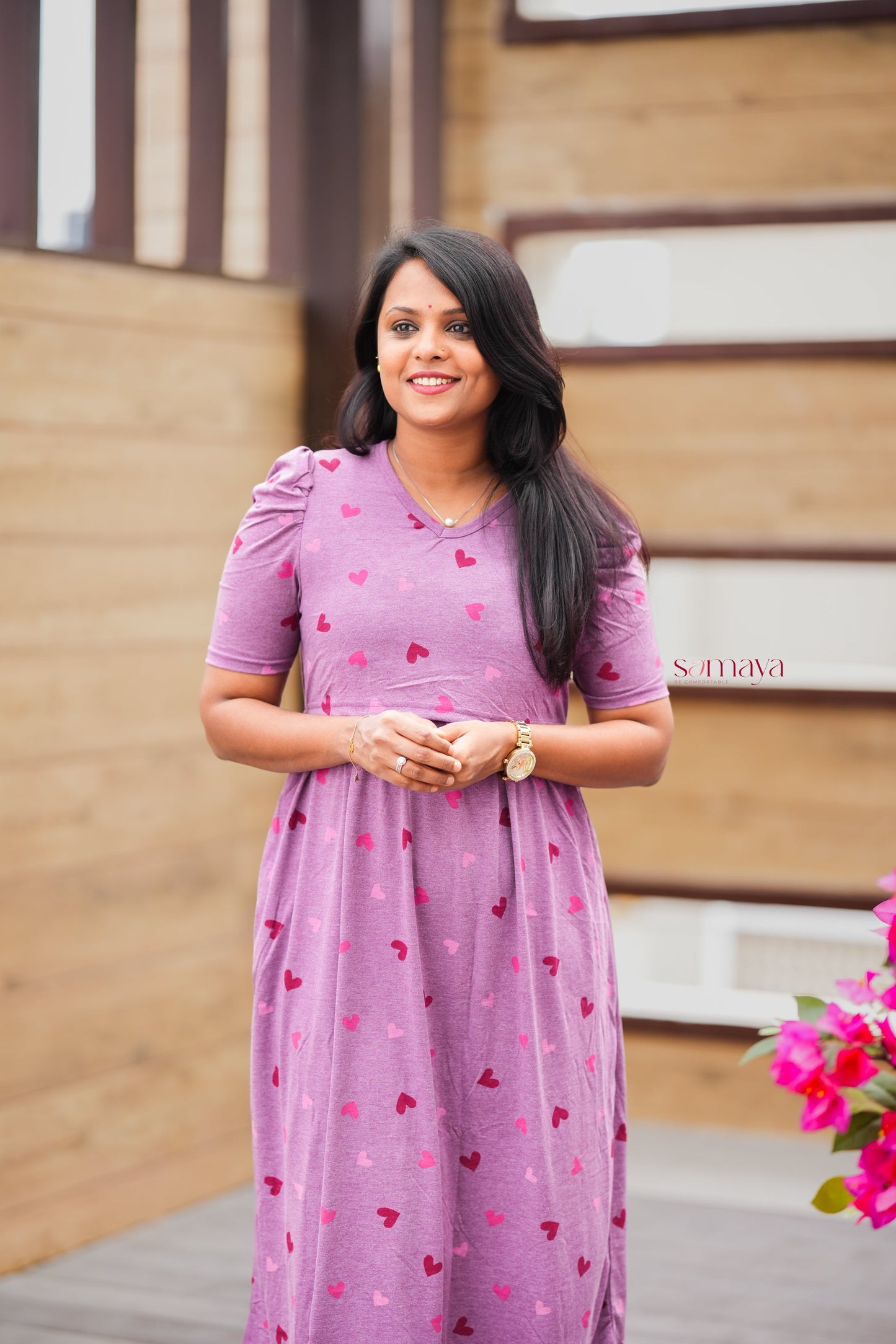 Midi Mauve Heart Light Weight Dress