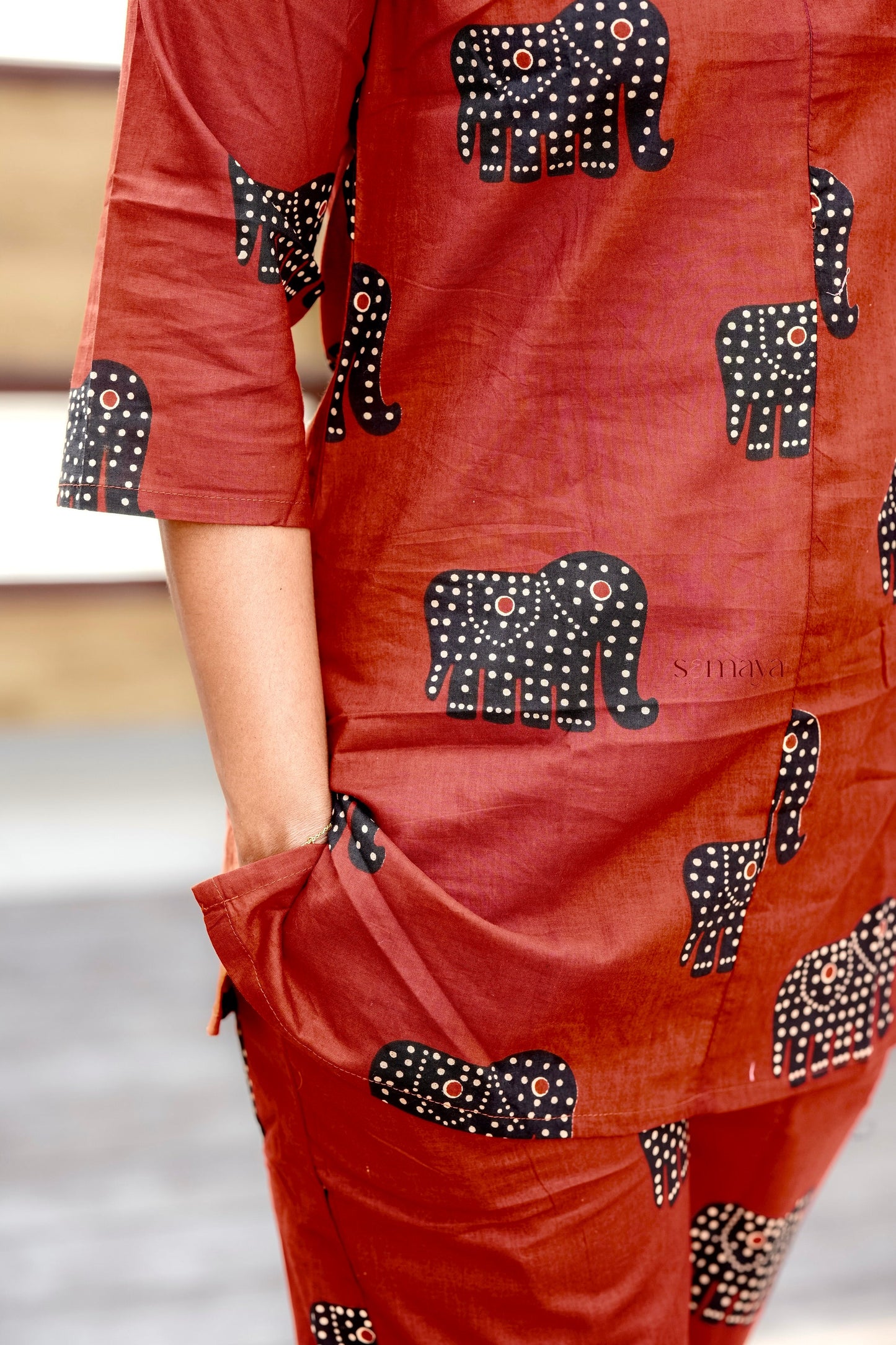 ZARA- Maroon Elephant Night Co-ord Set( Ready to dispatch)
