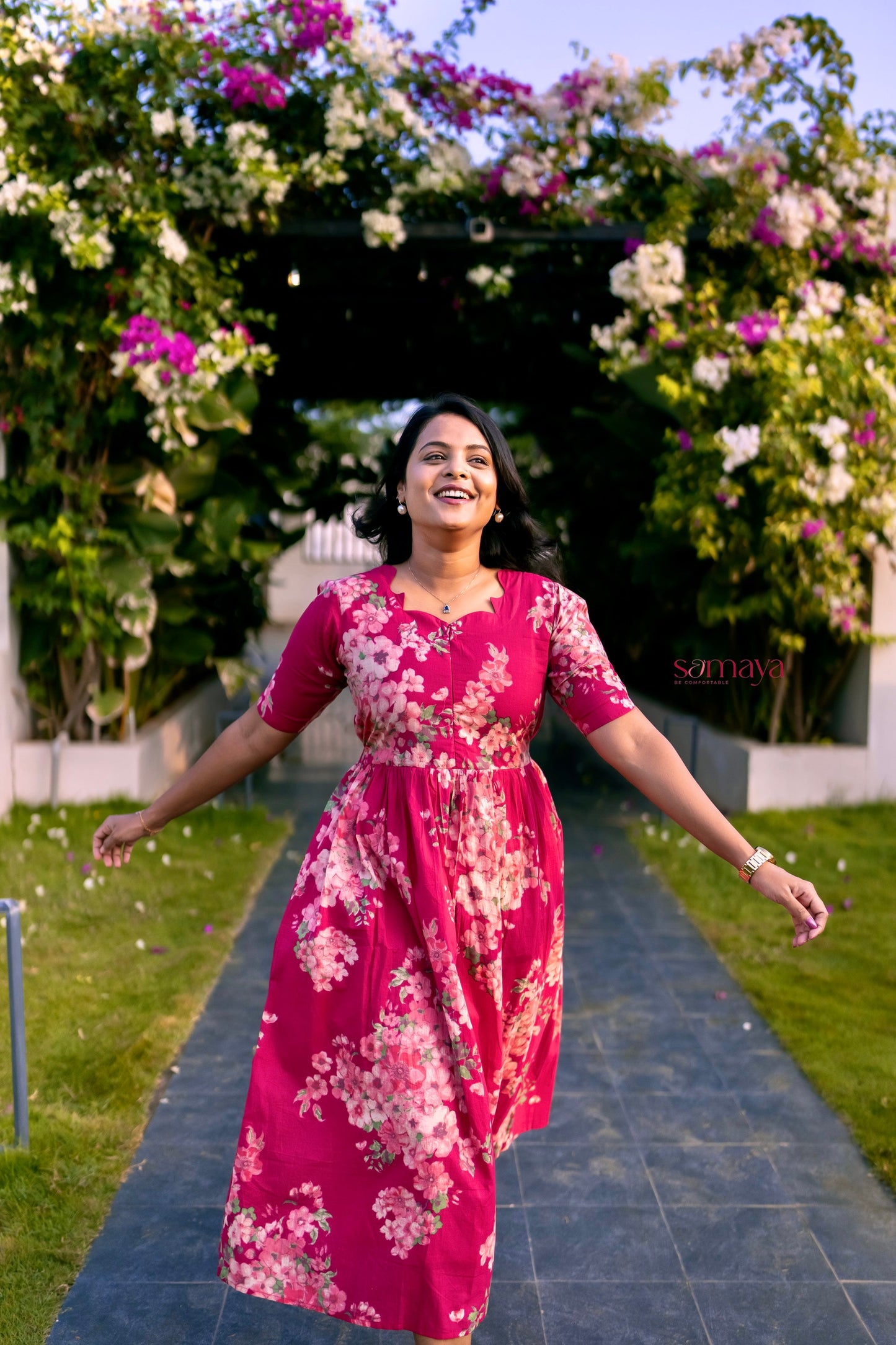 Bougainvillea Casual Dress With Lining