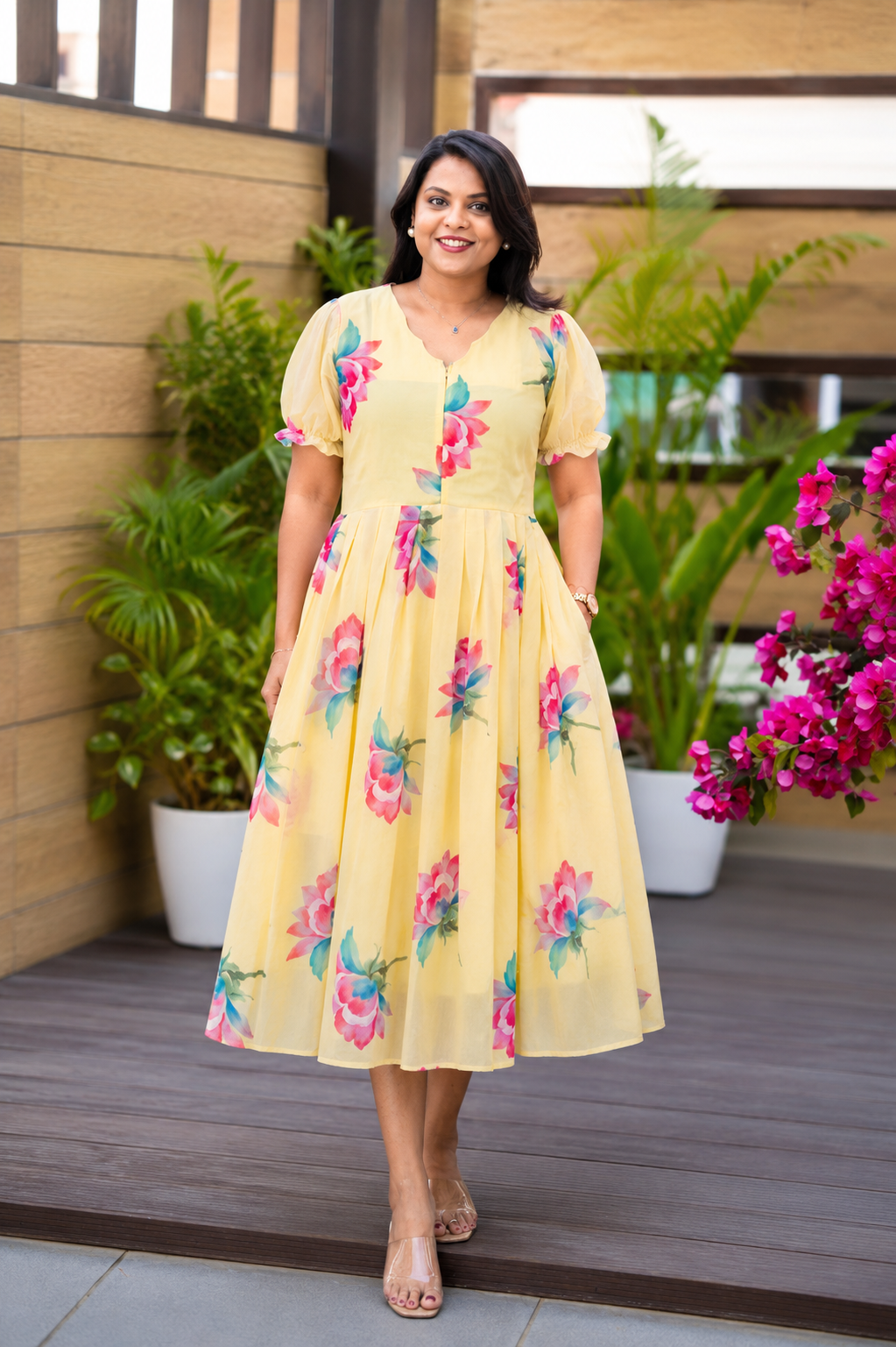Renu georgette casual  Dress With Lining ( No-Iron Everyday Dress)