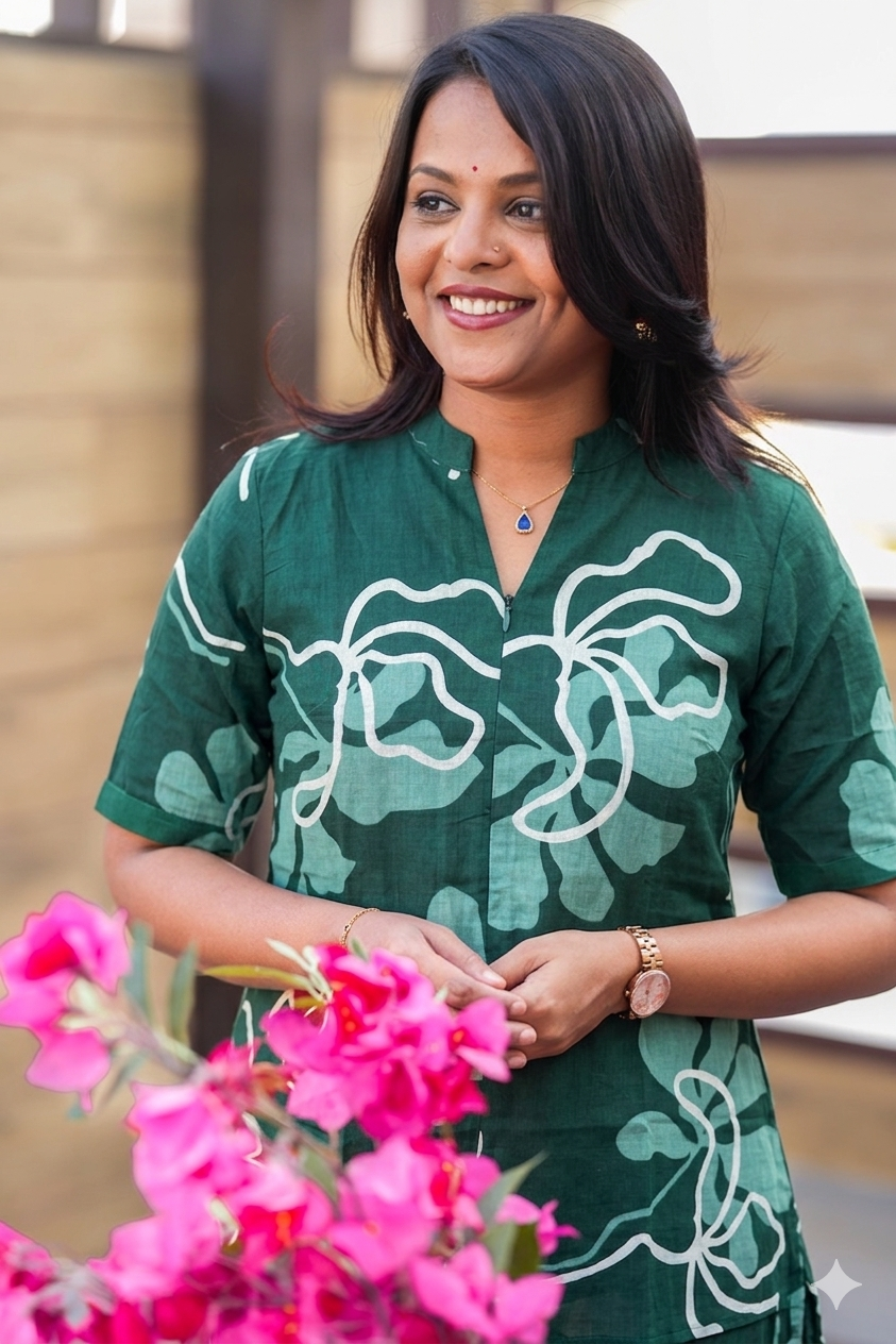 Theera -Bottle green  Night Co-ord Set