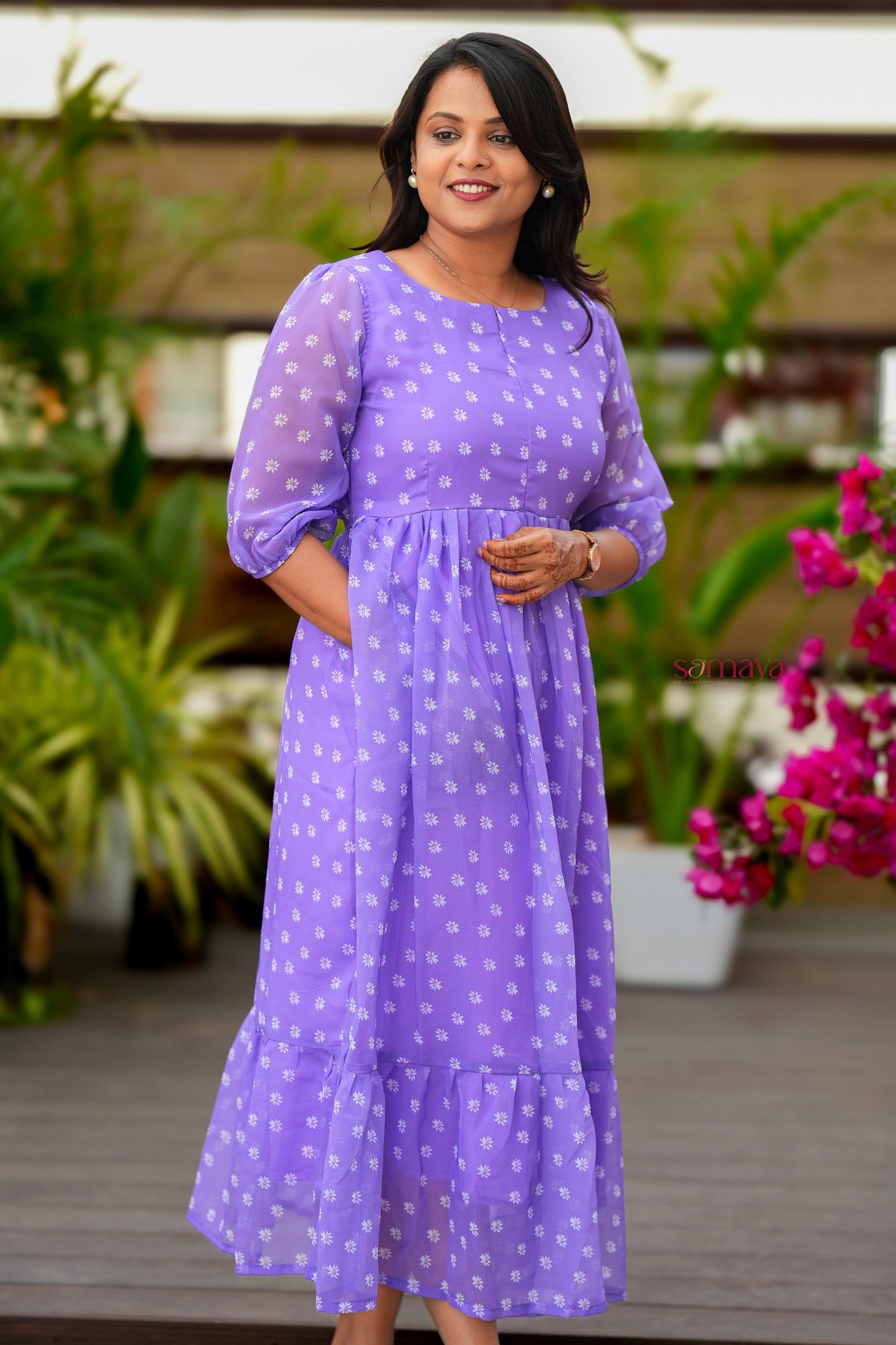 Daisy  georgette casual Dress With Lining ( No-Iron Everyday Dress)