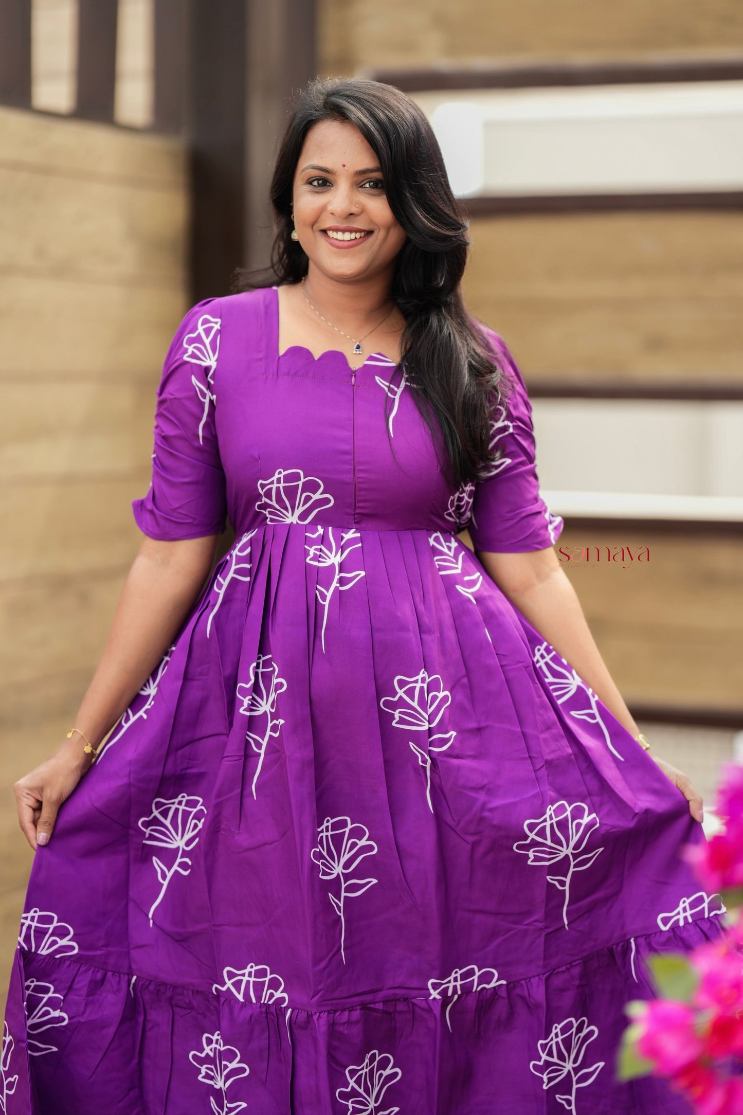 Tanvi  Dress With lining( Wrinkle-Free Cotton Blend Dress)