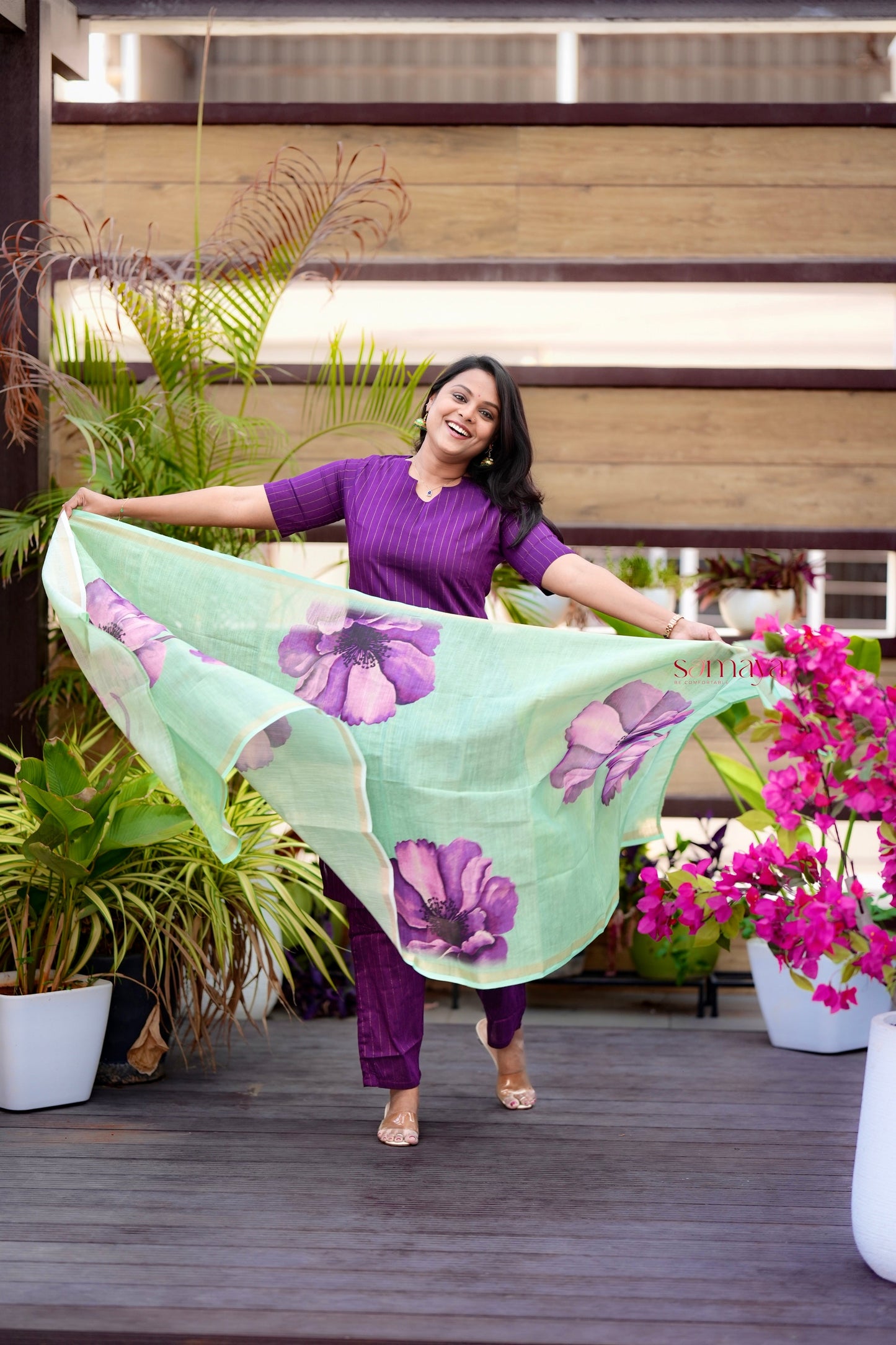 Rohini  raw silk suit set of 3 with linen gold border   ( ready to dispatch )