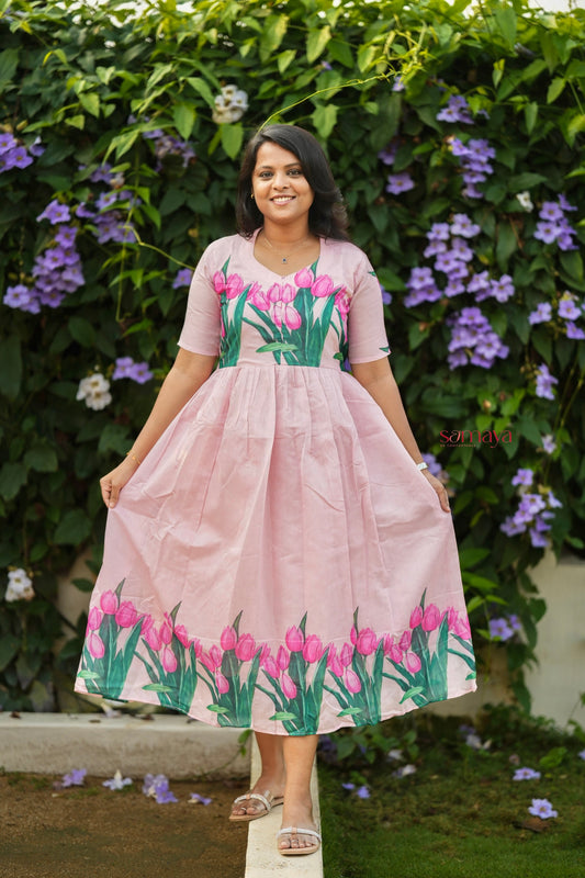 Tulip Pure Chanderi Dress With Lining ( ready to dispatch)
