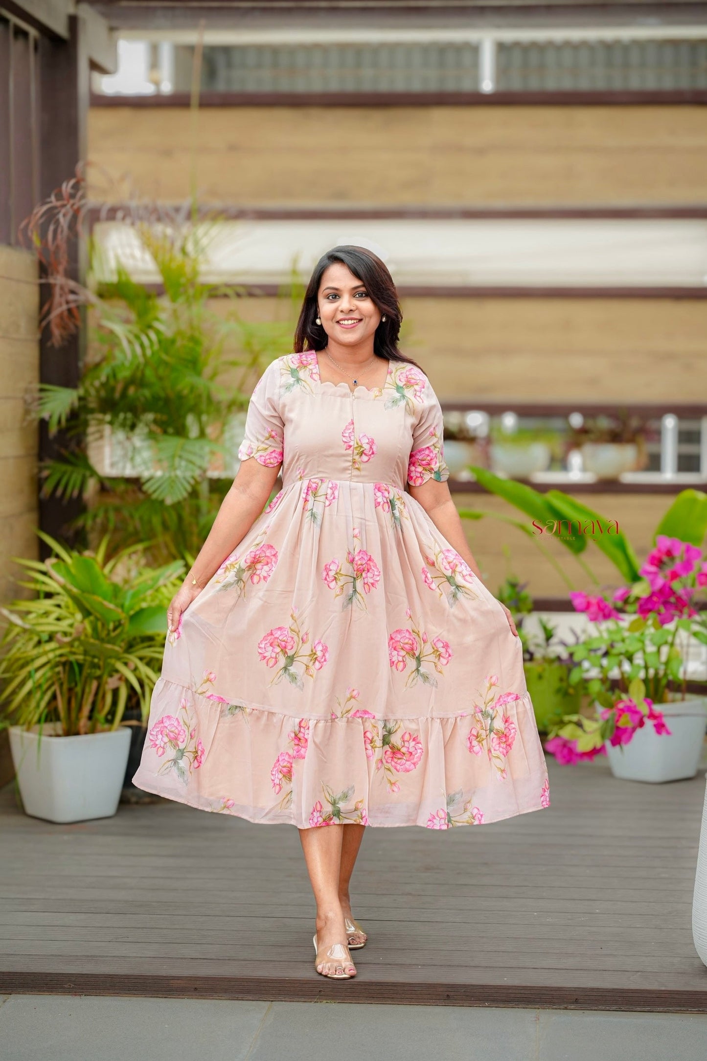 Roselyn georgette casual  Dress With Lining ( No-Iron Everyday Dress)