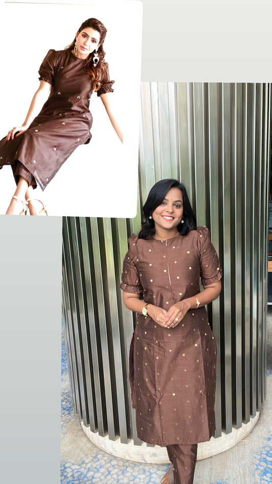 Samantha  inspired 3 piece raw silk suit set with dupptta