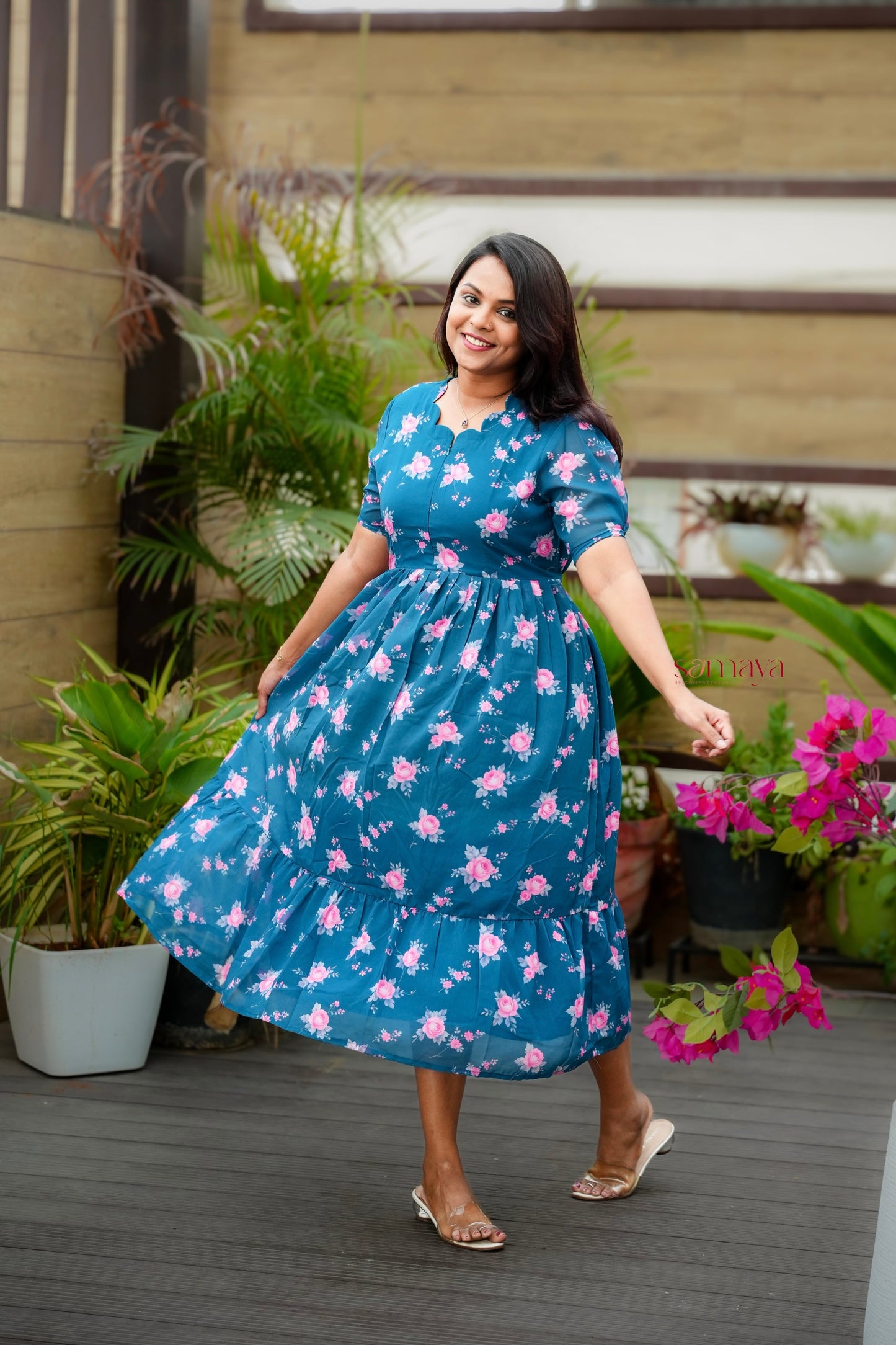 Ruhi georgette casual  Dress With Lining ( No-Iron Everyday Dress)