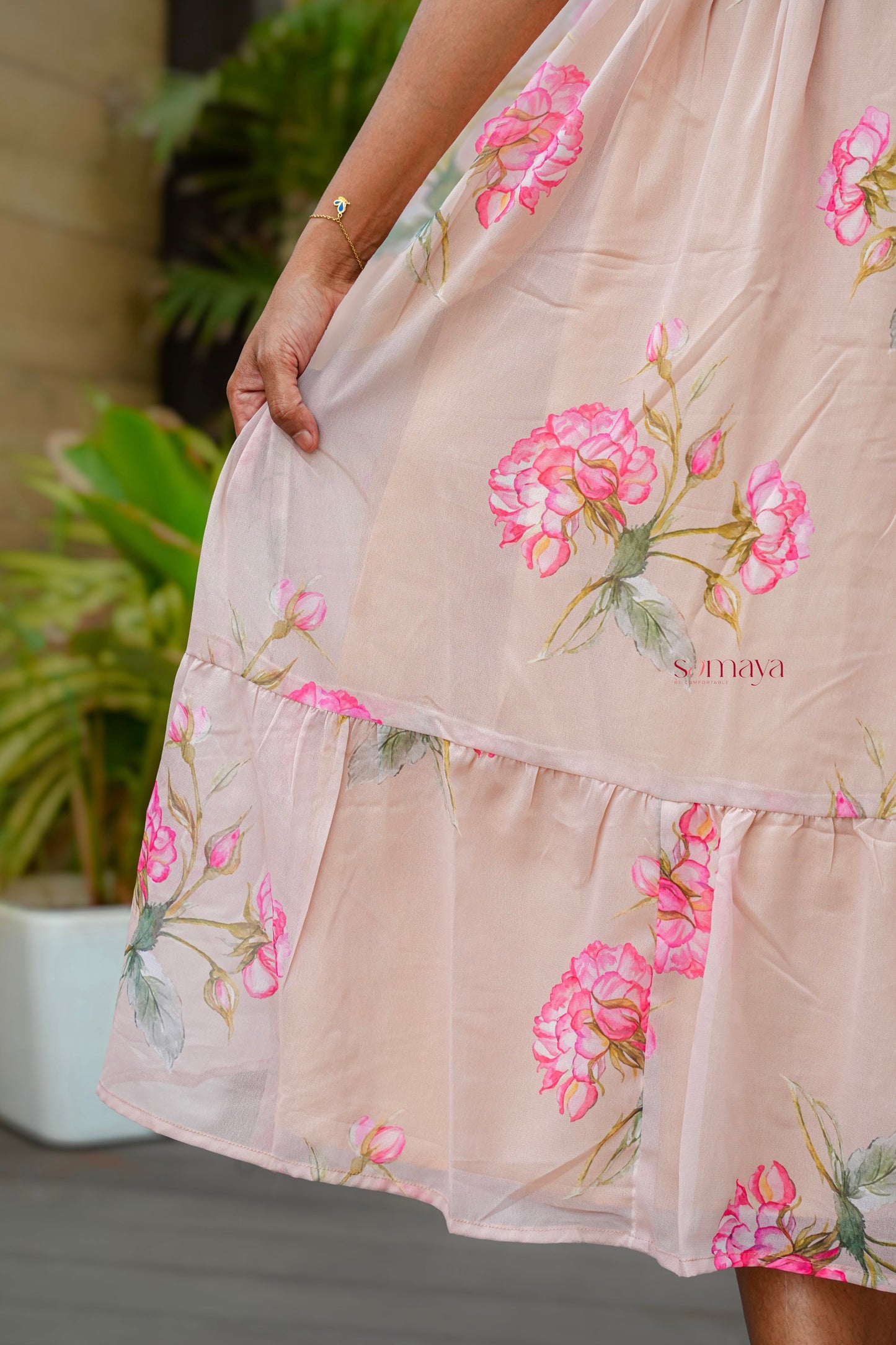 Roselyn georgette casual  Dress With Lining ( No-Iron Everyday Dress)
