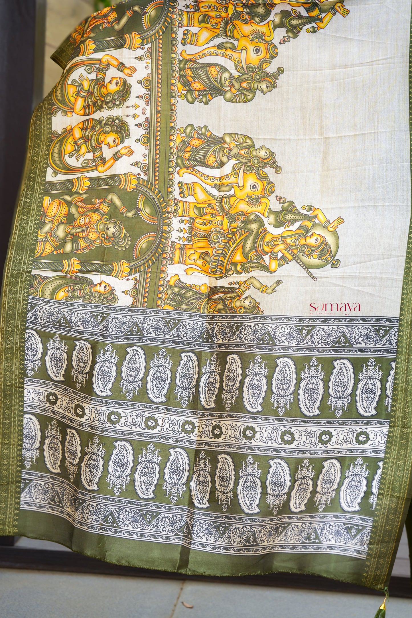 Saanvi-green kollam  3 piece salwar suit set with printed kalamkari dupptta ( pre order dispatch 20 August)