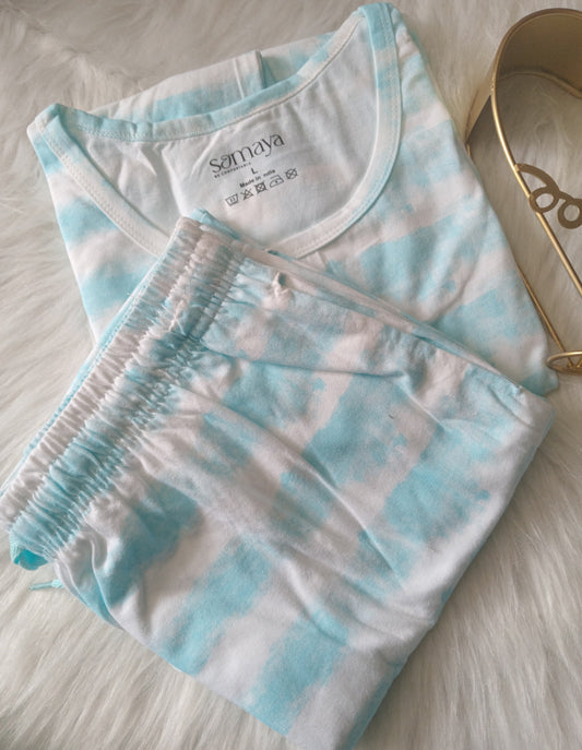 Skyblue tie & dye Feeding Pant set (light weight)
