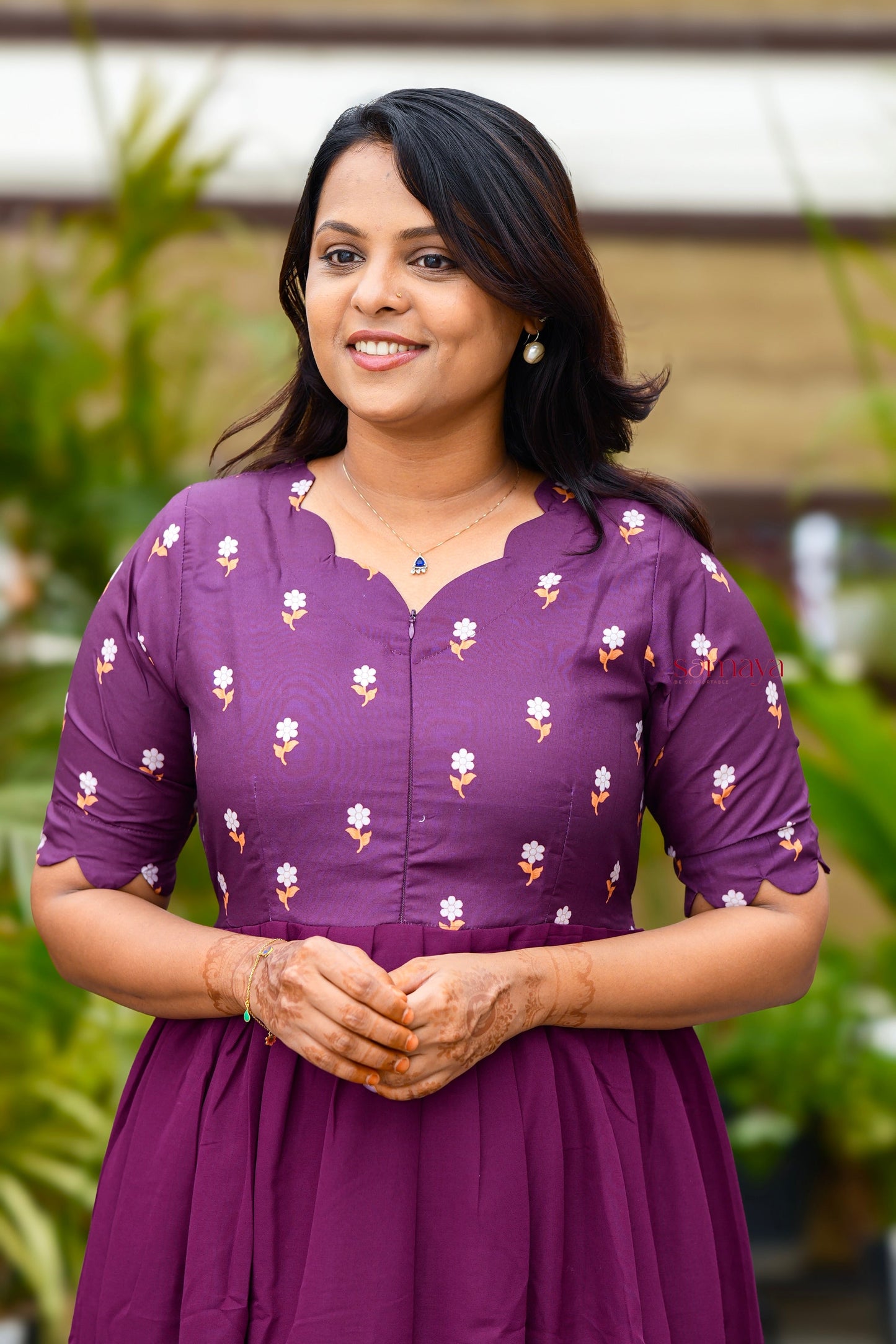 Princess -purple  Dress With lining( Wrinkle-Free Cotton Blend Dress)