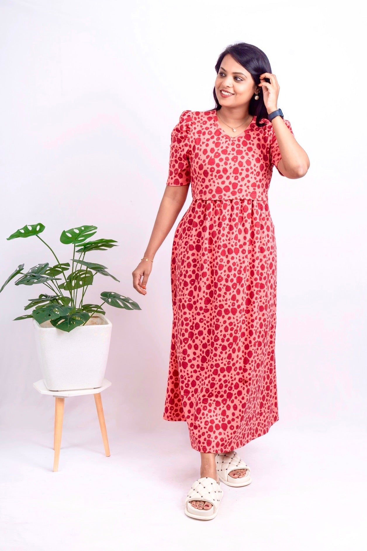 Maxi Peach Ribbed  Dress